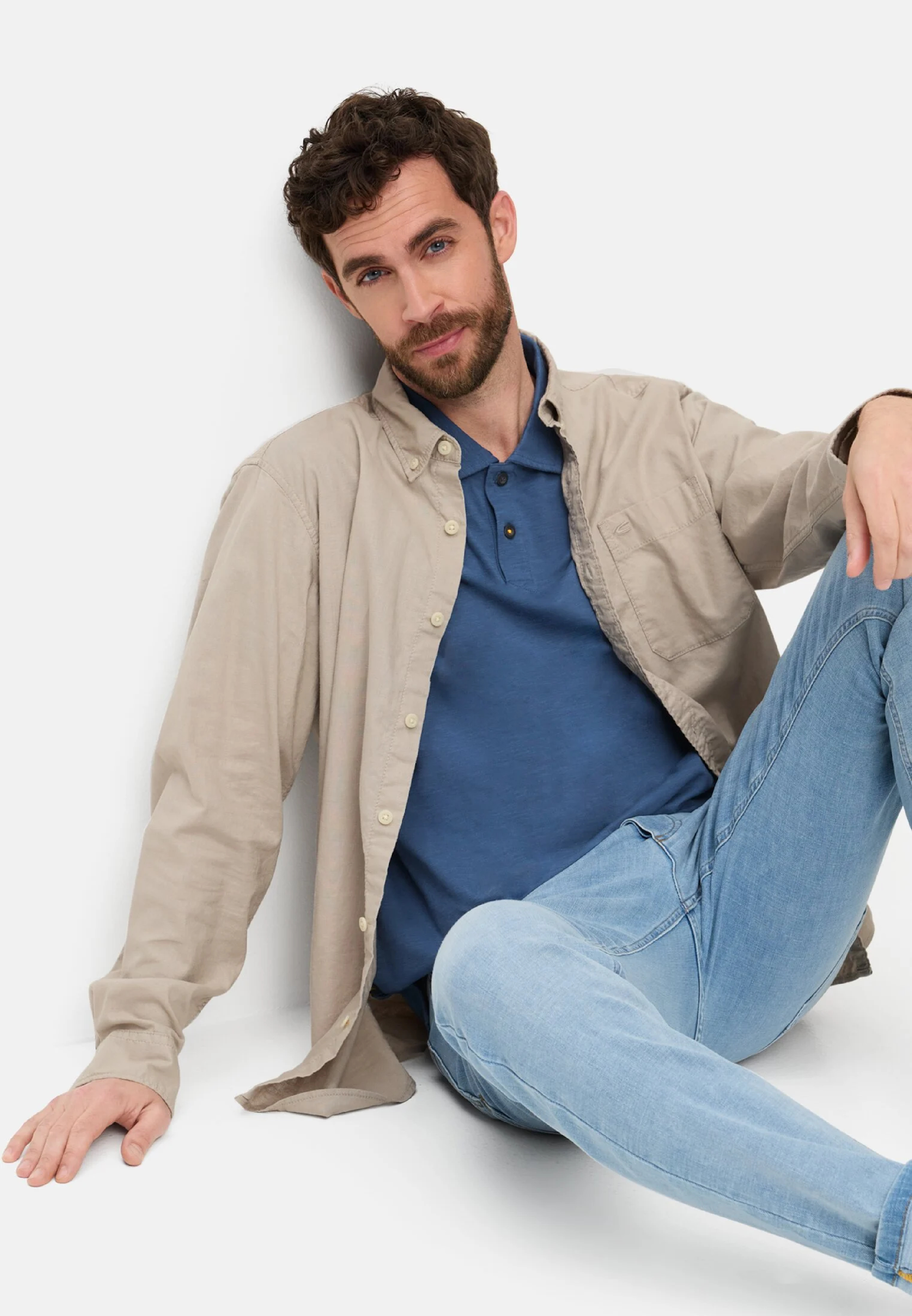 Поло мужское Camel Active Polos 1/2 sleeves 409920-7P08-44 XL голубое фото 