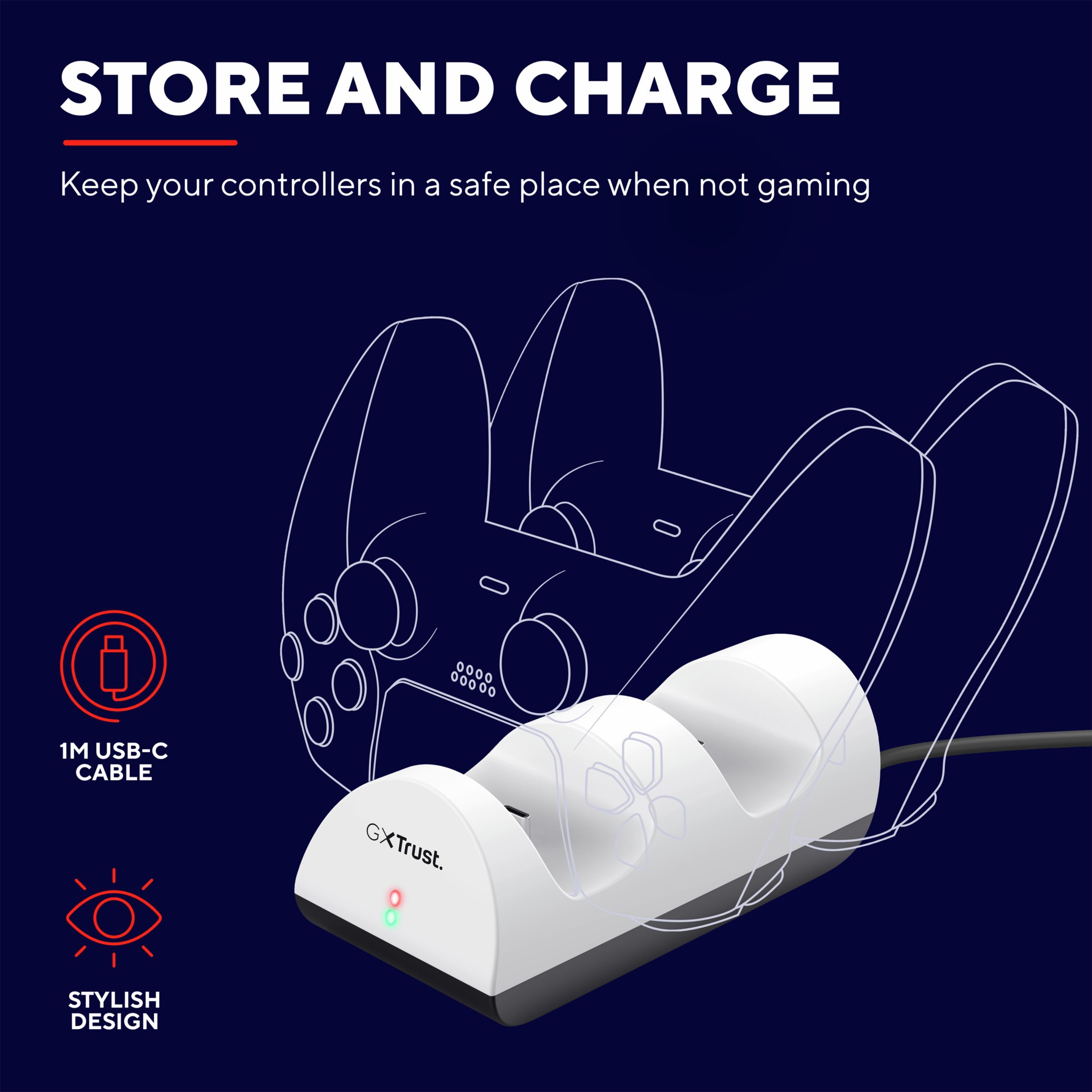 Зарядная станция Trust GXT 254 для PS5 White (24451_TRUST) фото 