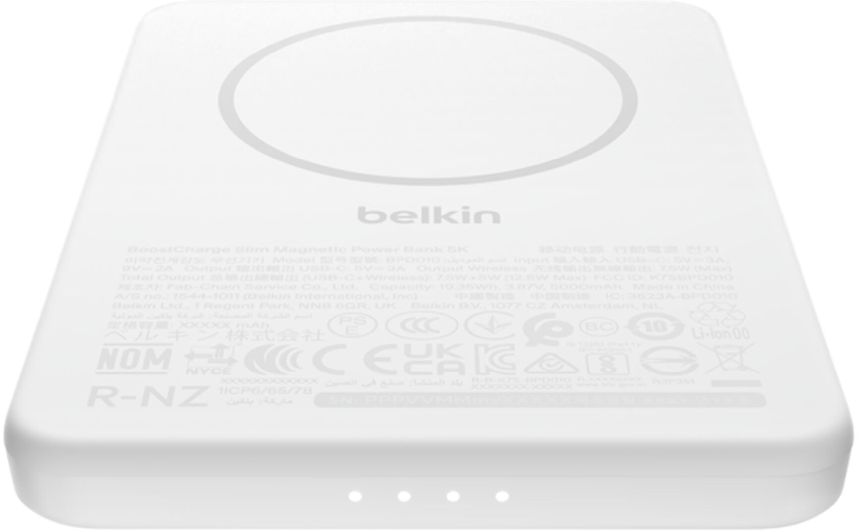 Портативний аккумулятор Power Bank Belkin 5000мАч Slim Magnetic Wireless белый (BPD010HQWH) фото 