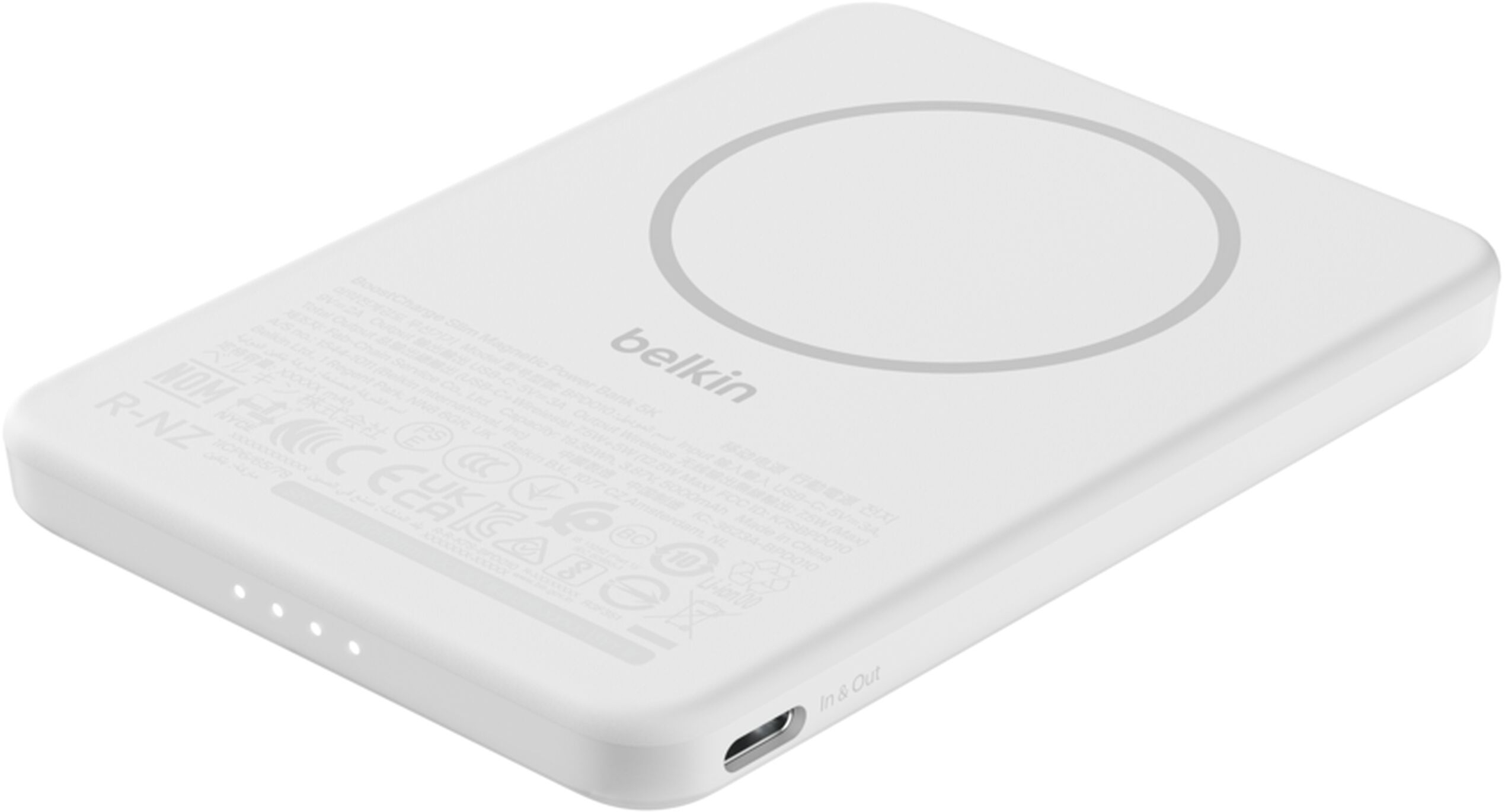 Портативний аккумулятор Power Bank Belkin 5000мАч Slim Magnetic Wireless белый (BPD010HQWH) фото 