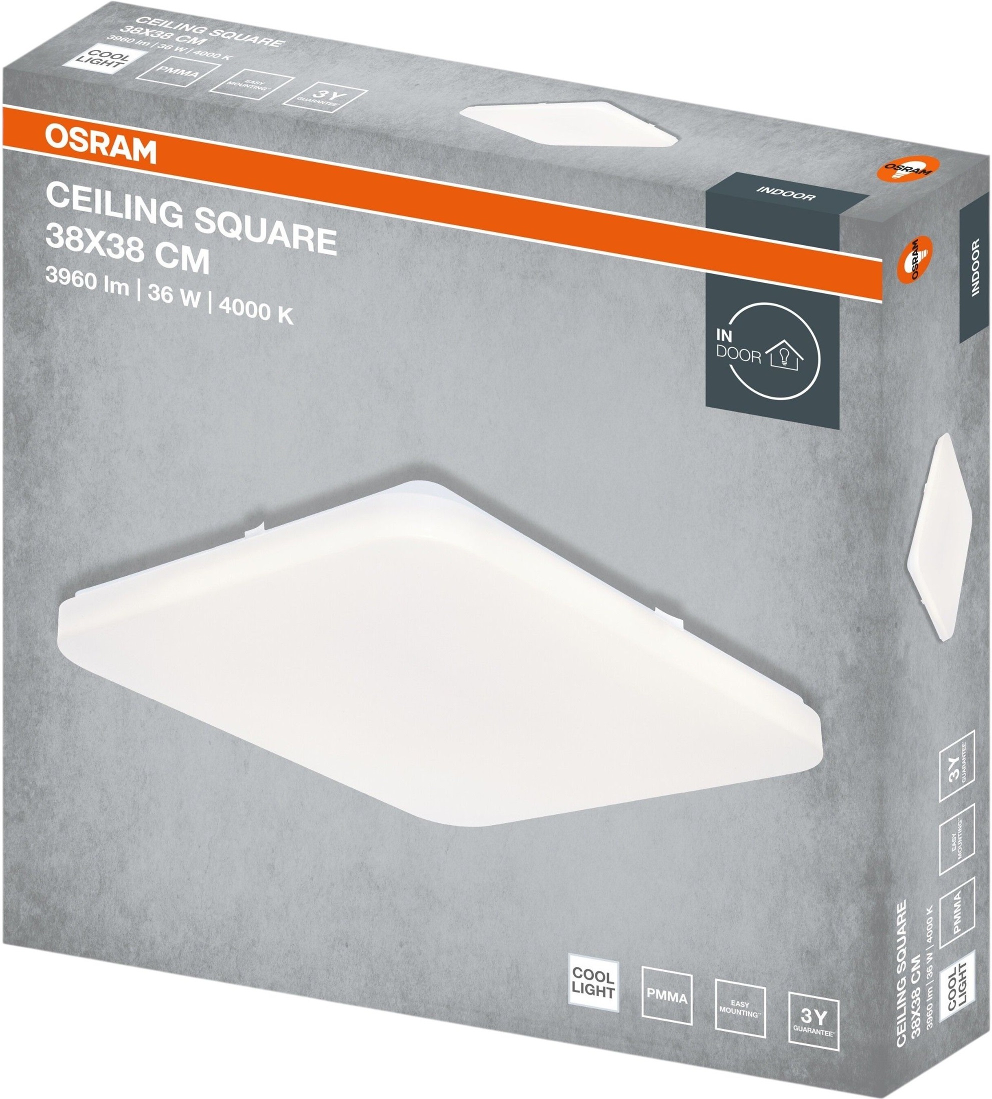 Светильник накладной Osram Ceiling Square 36 Вт, 4000 К, 3960 Лм (4099854649004) фото 