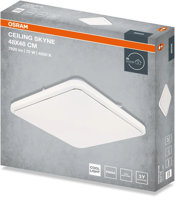 Светильник Osram Ceiling Skyne 48х48 см, квадратный, 72 Вт, 4000 К (4099854663901) фото 