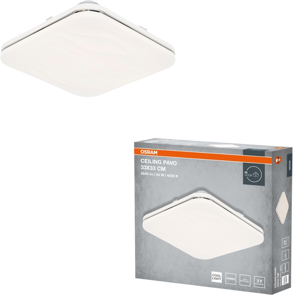 Светильник Osram Ceiling Pavo 33х33 см, квадратный, 24 Вт, 4000 К (4099854663925) фото 