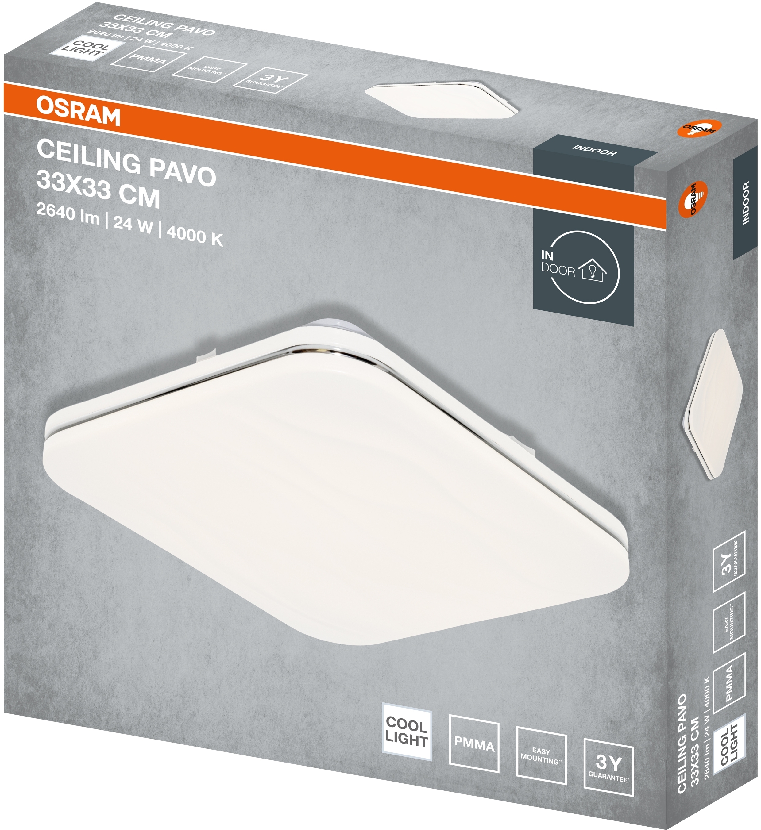 Светильник Osram Ceiling Pavo 33х33 см, квадратный, 24 Вт, 4000 К (4099854663925) фото 