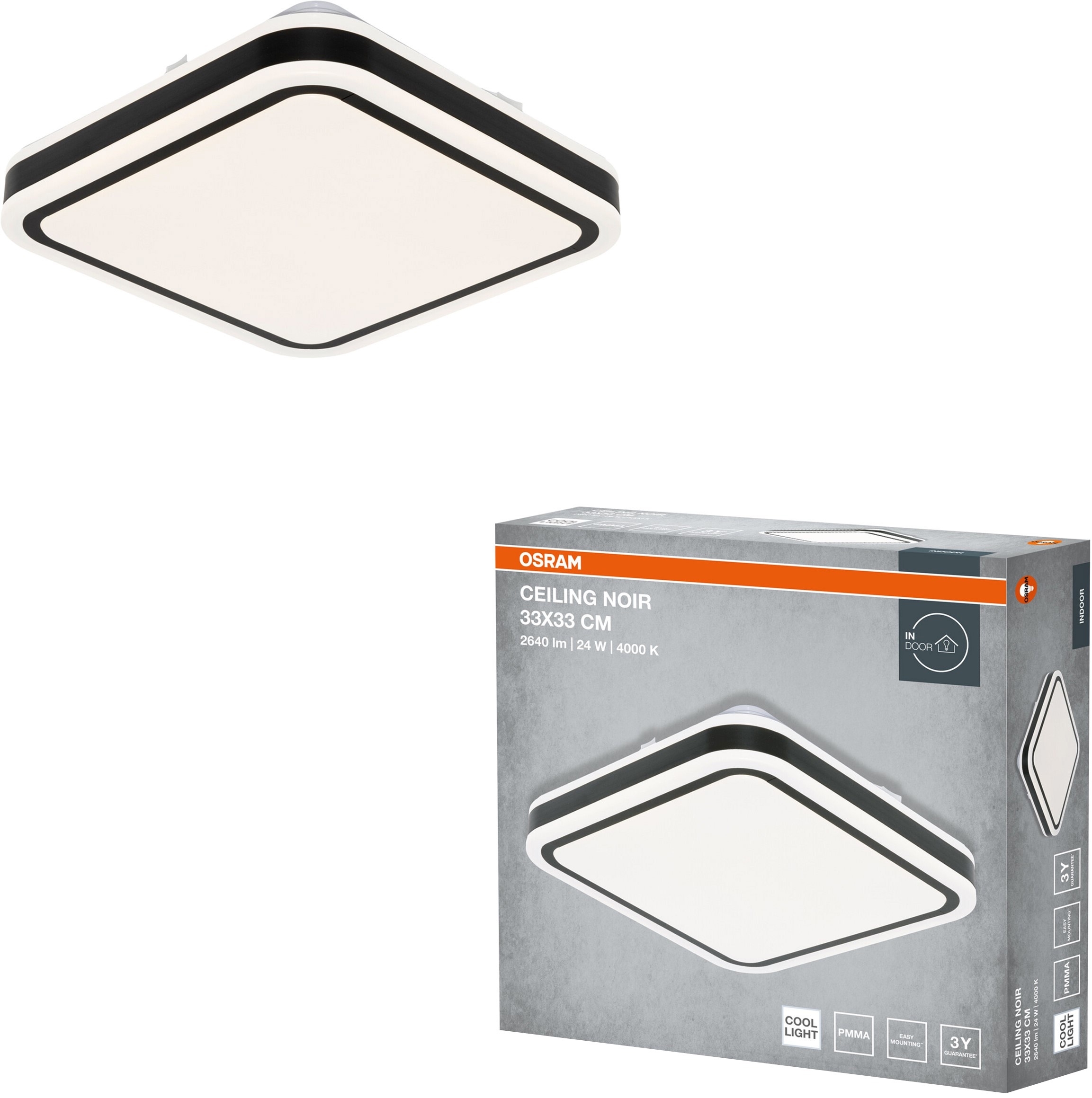Светильник Osram Ceiling Noir 33х33 см, квадратный, 24 Вт, 4000 К (4099854664328) фото 