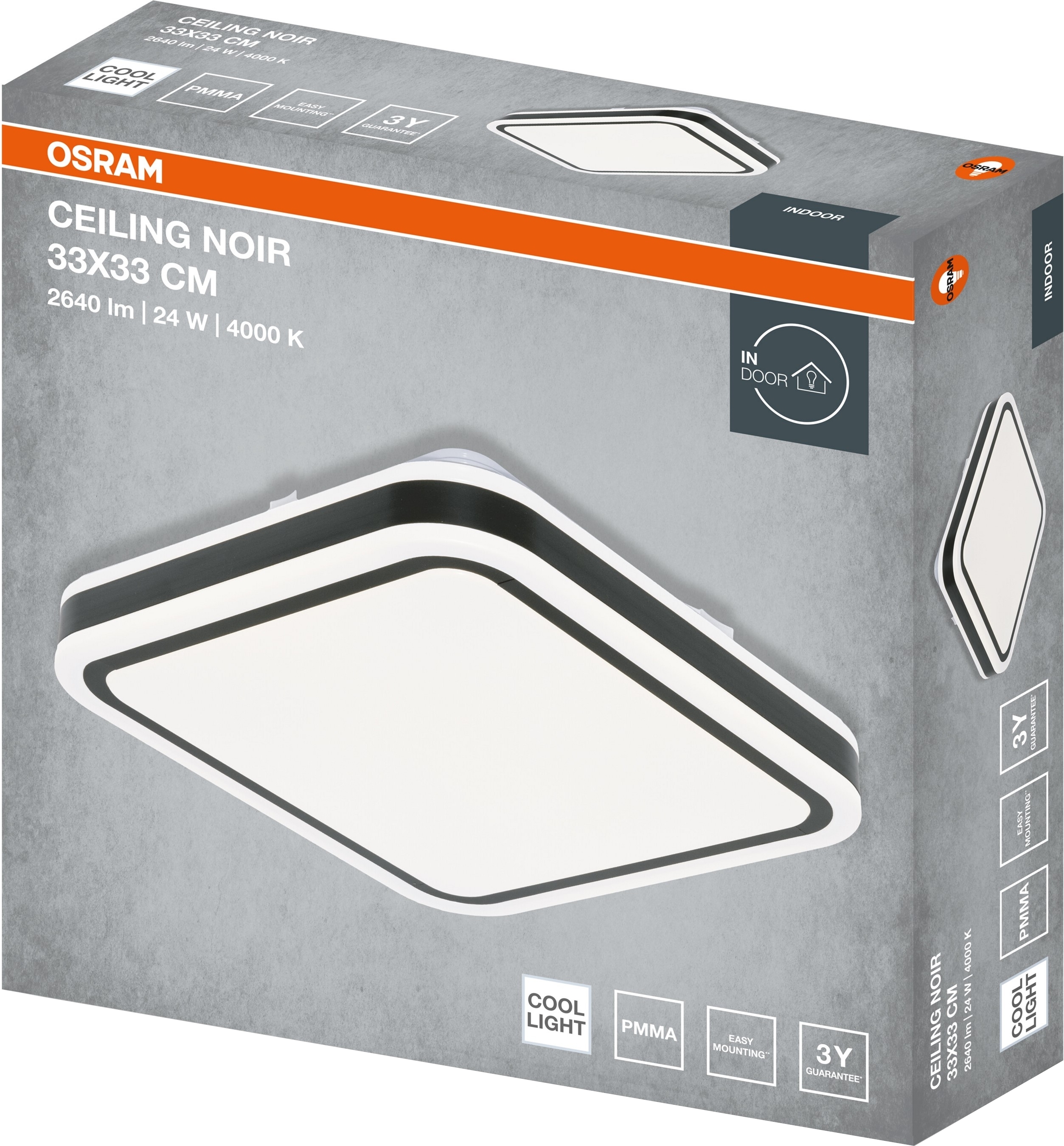 Светильник Osram Ceiling Noir 33х33 см, квадратный, 24 Вт, 4000 К (4099854664328) фото 