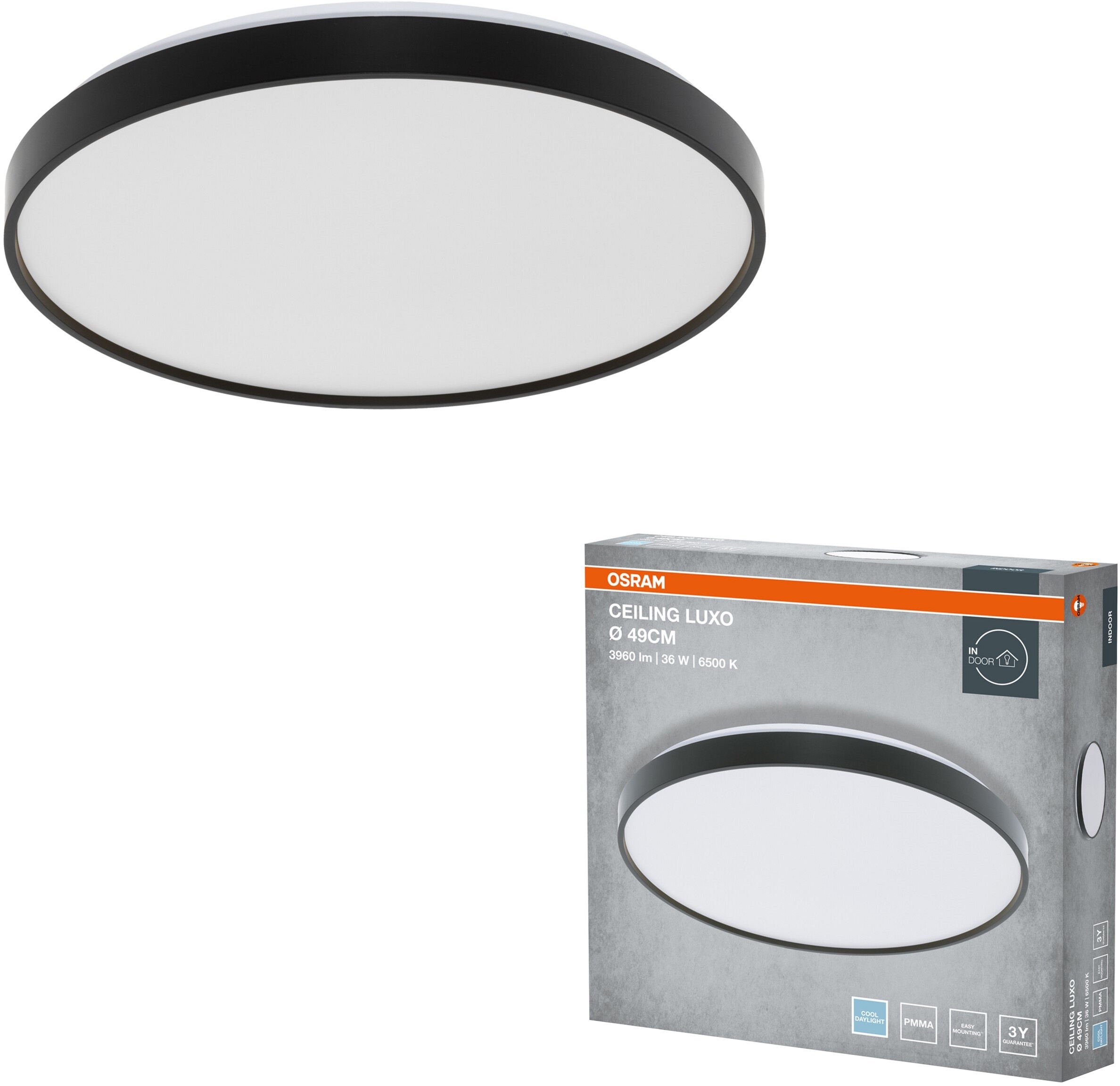 Светильник Osram Ceiling Luxo 36 Вт, 6500 К, чёрный (4099854651533) фото 3