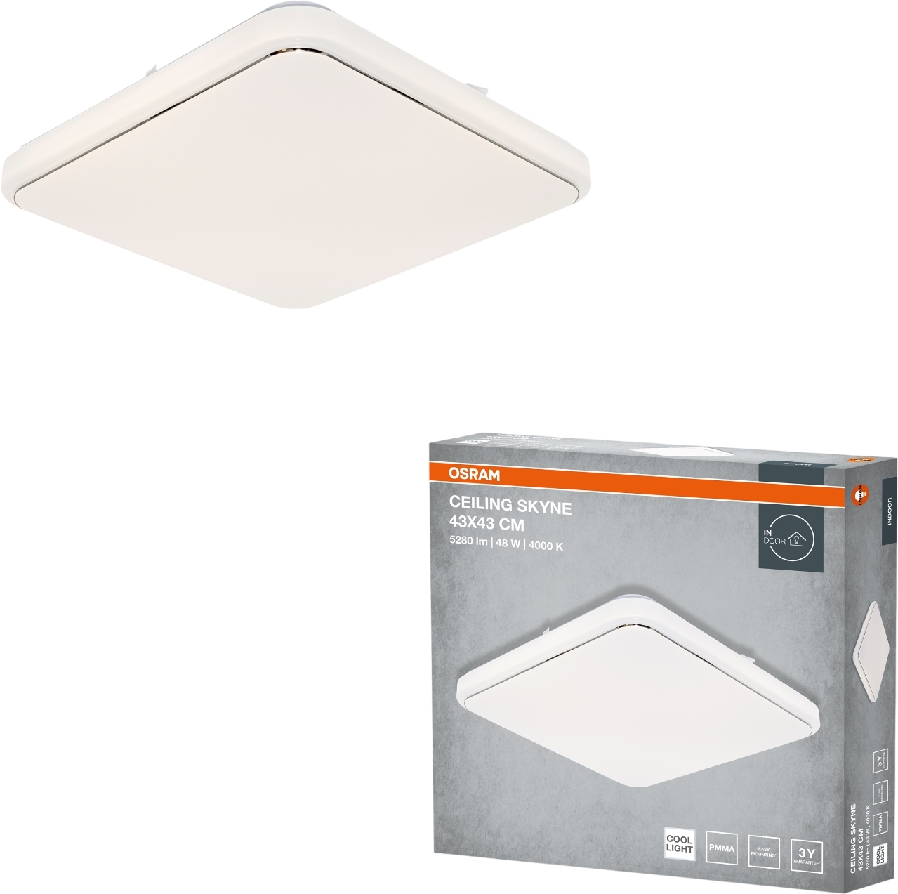 Светильник Osram Ceiling Skyne 43х43 см, квадратный, 48 Вт, 4000 К (4099854664779) фото 2