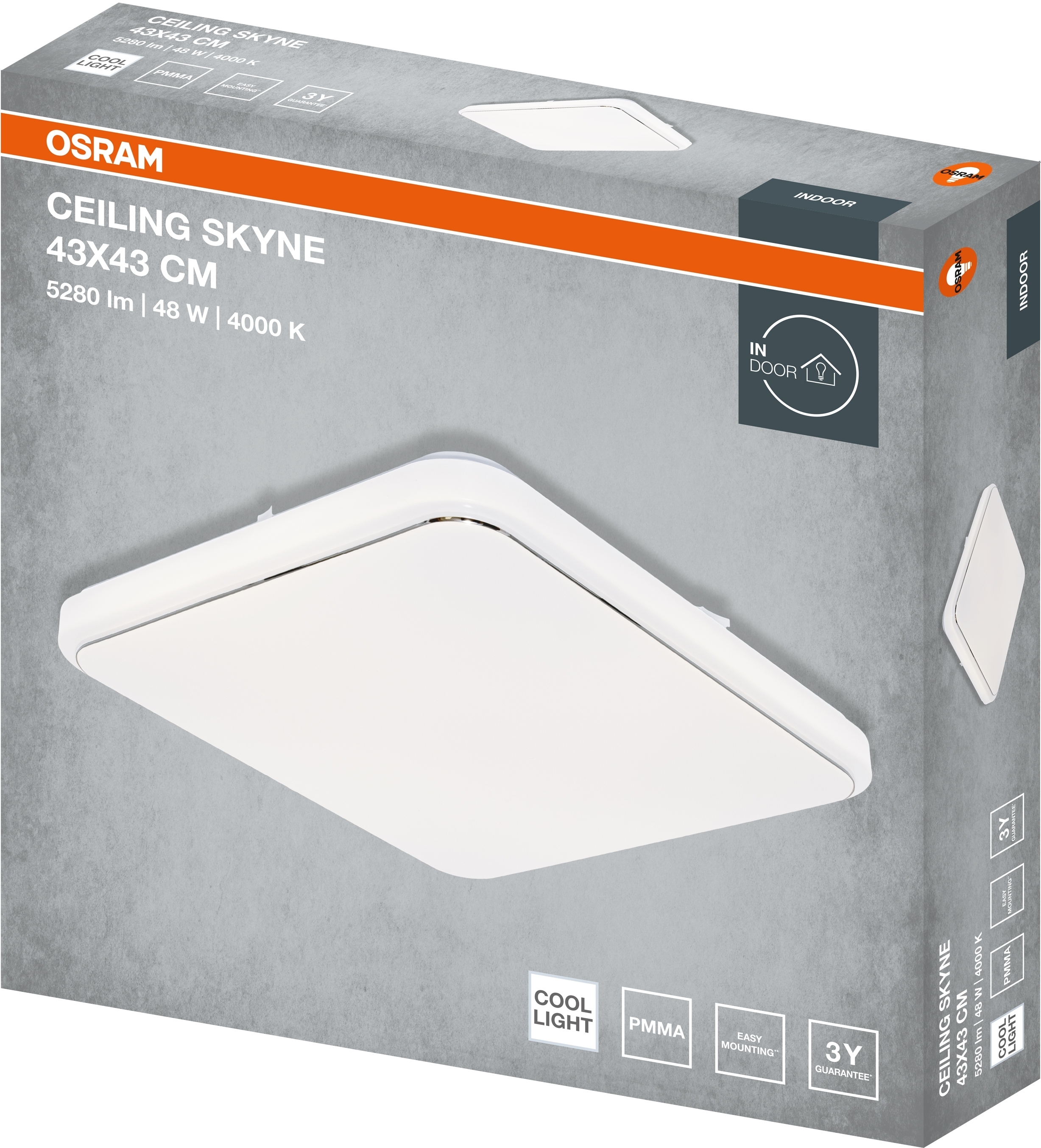 Светильник Osram Ceiling Skyne 43х43 см, квадратный, 48 Вт, 4000 К (4099854664779) фото 3