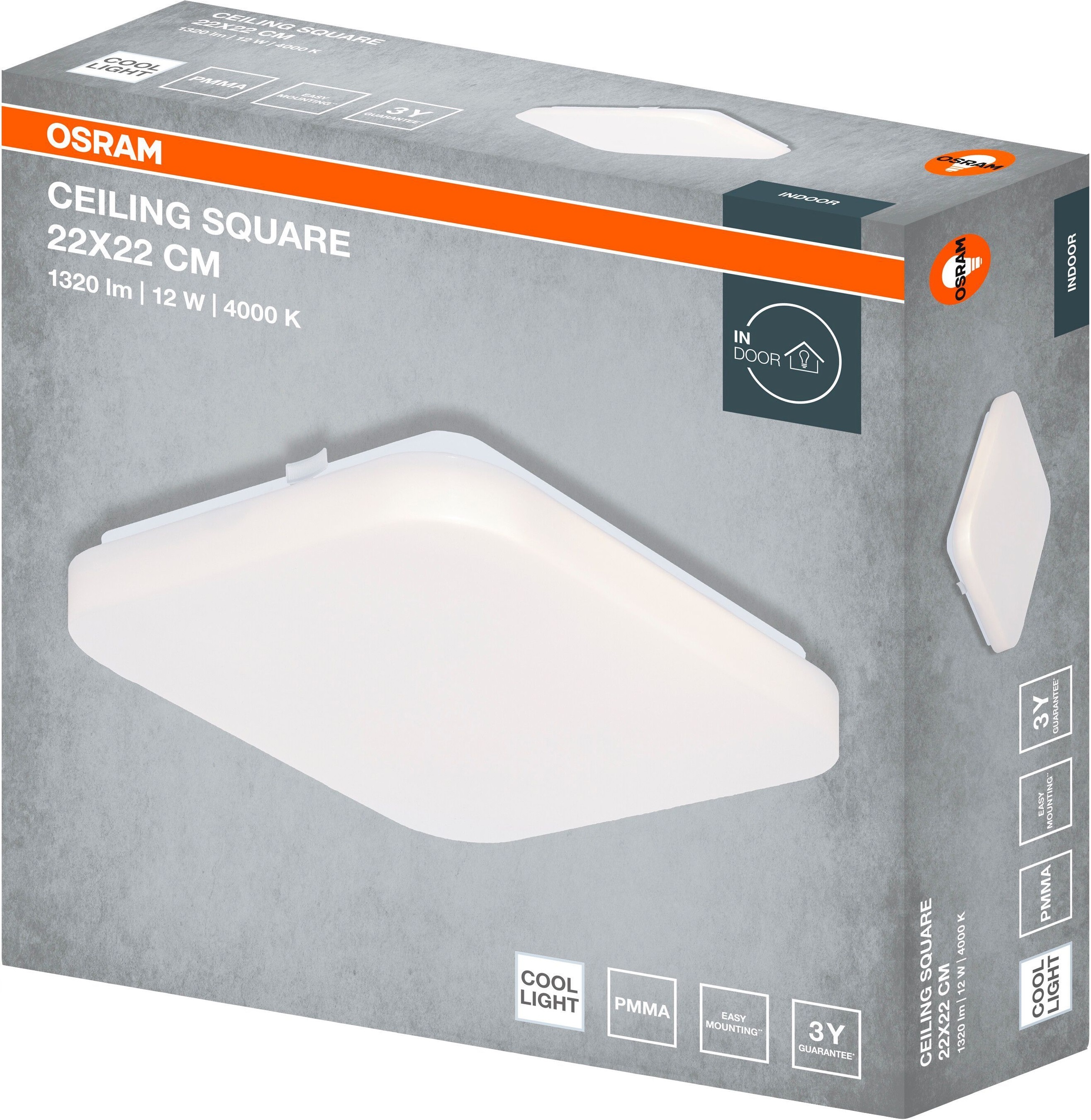 Світильник накладний Osram Ceiling Square 12 Вт, 4000 К, 1320 Лм (4099854648267)фото