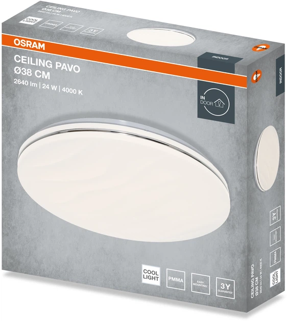 Светильник Osram Ceiling Pavo, круглый, 38 см, 24 Вт, 4000 К (4099854663765) фото 4