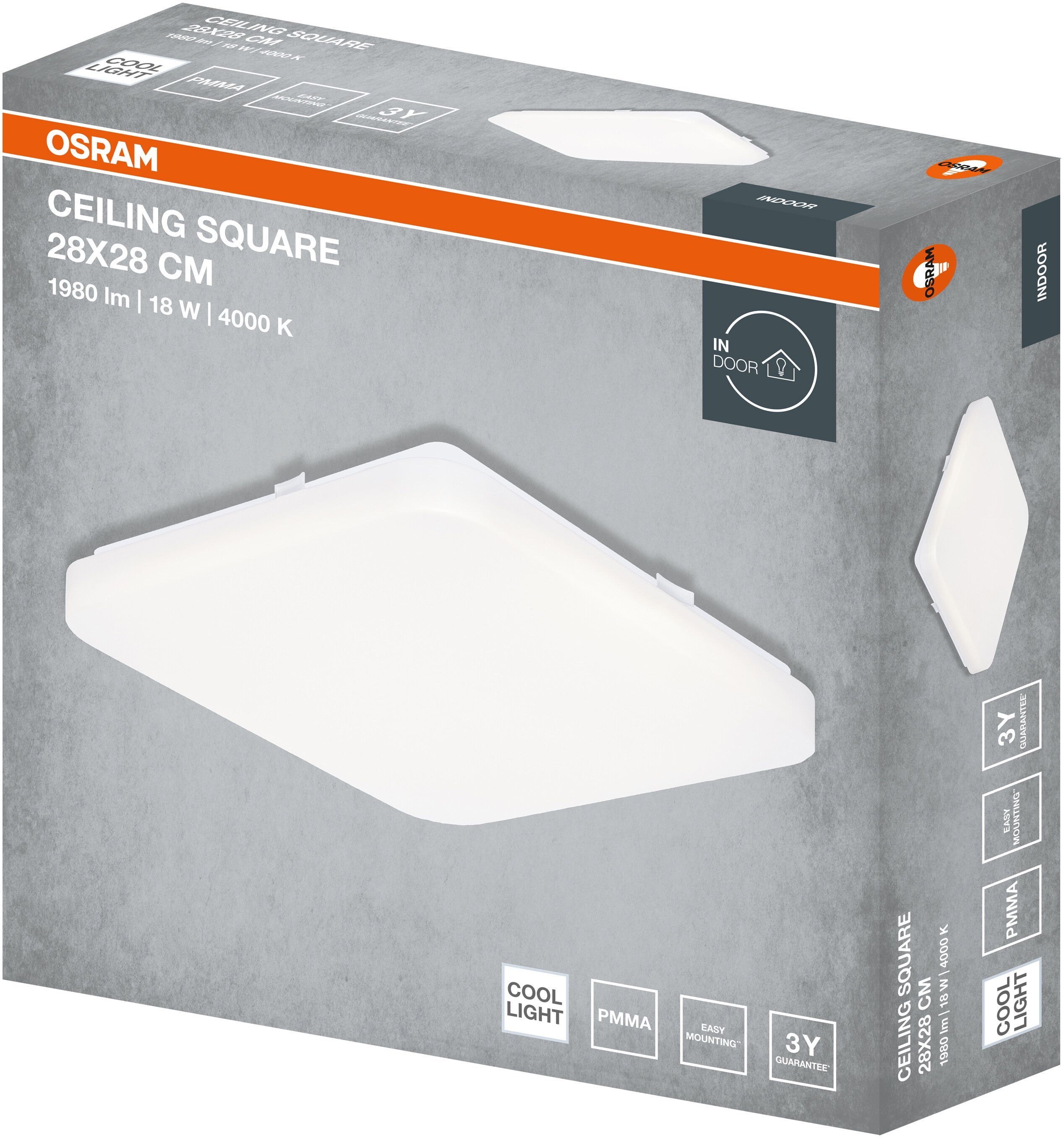 Светильник накладной Osram Ceiling Square 18 Вт, 4000 К, 1980 Лм (4099854648502) фото 
