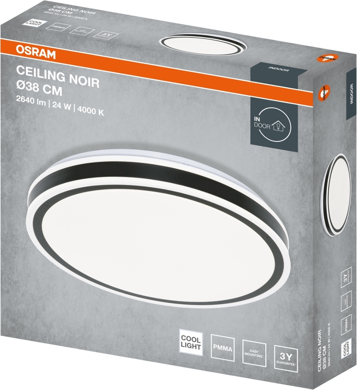 Светильник Osram Ceiling Noir 38 см, круглый, 24 Вт, 4000 К (4099854663628) фото 