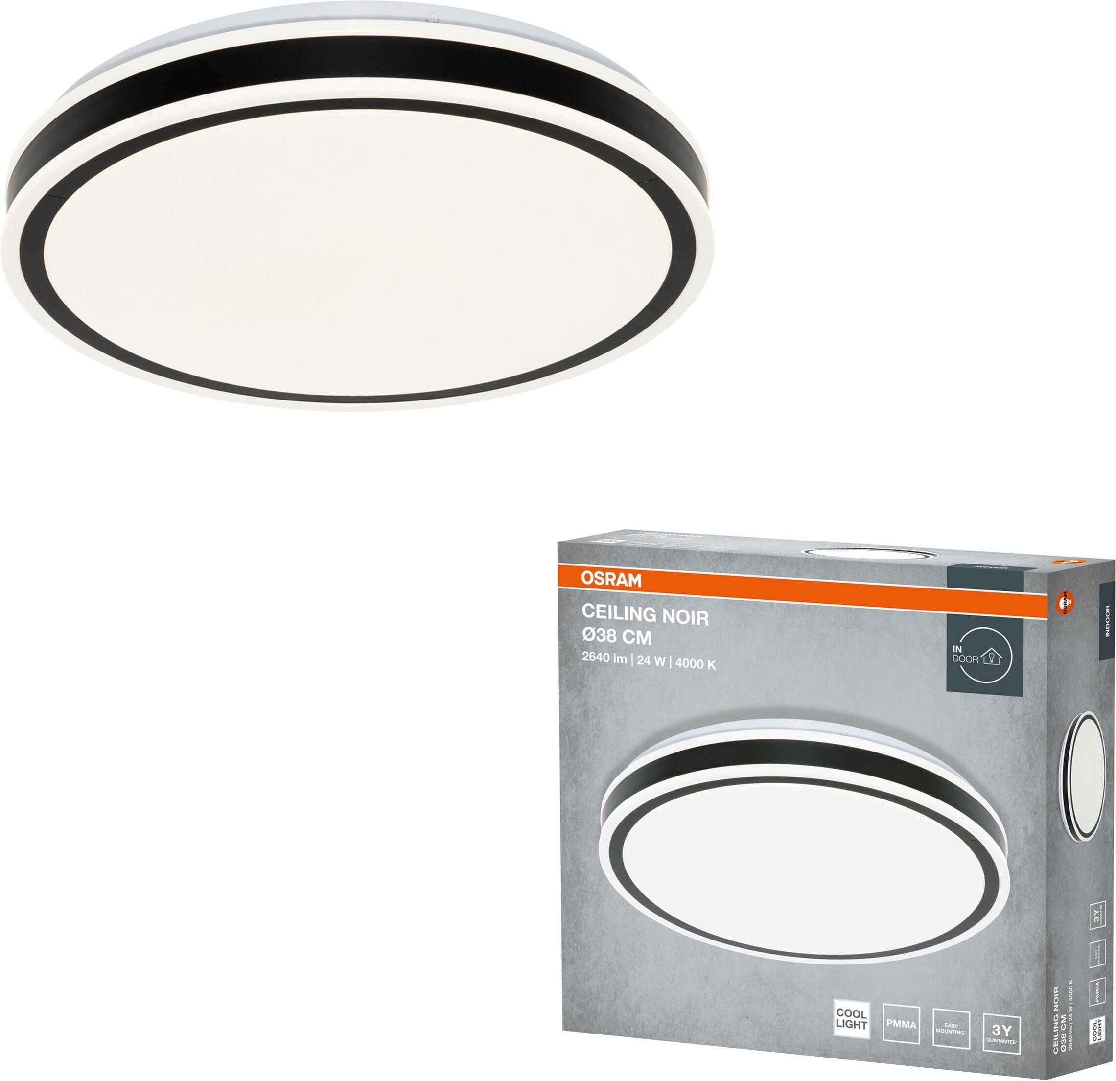 Светильник Osram Ceiling Noir 38 см, круглый, 24 Вт, 4000 К (4099854663628) фото 