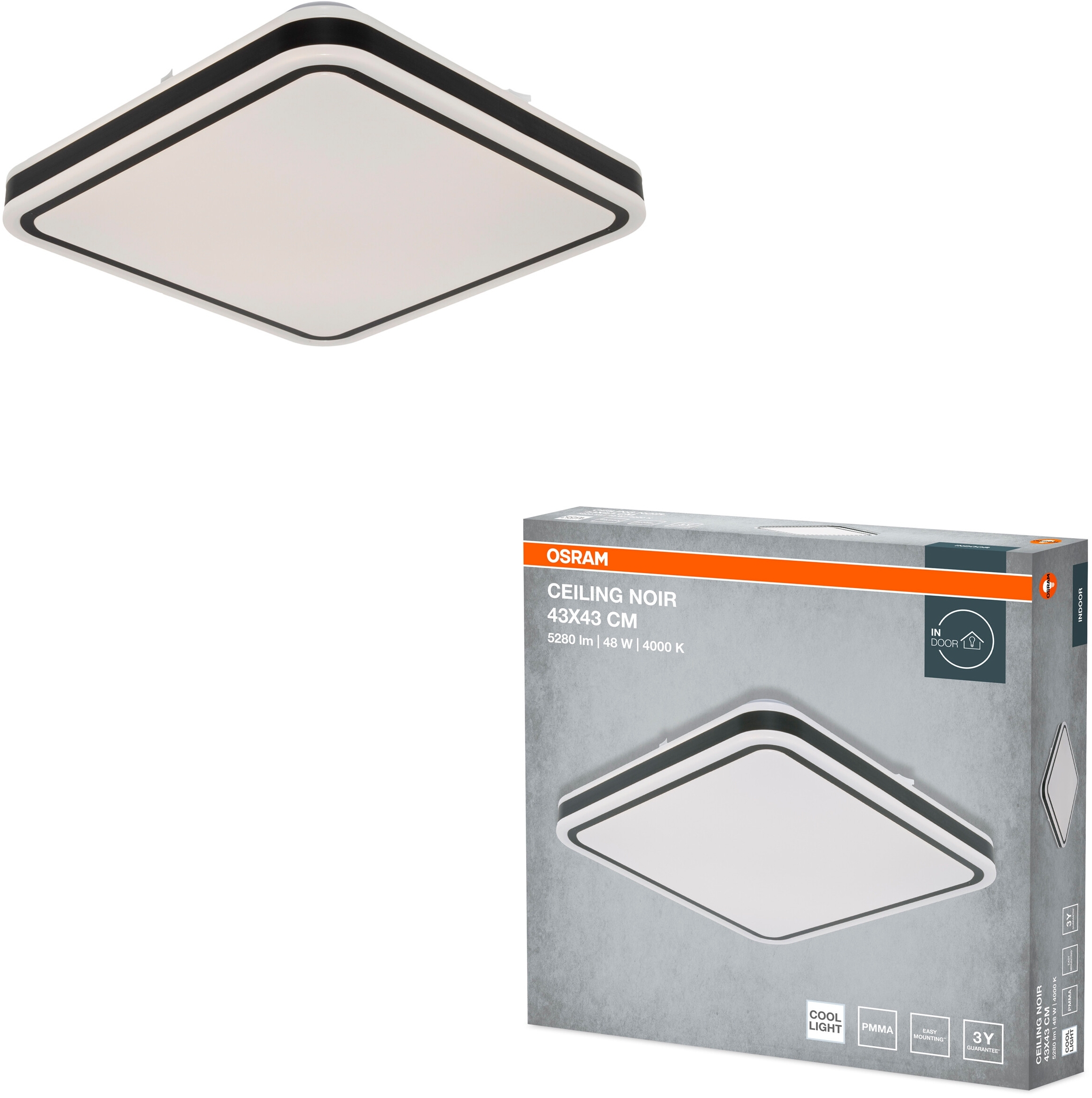 Светильник Osram Ceiling Noir 43х43 см, квадратный, 48 Вт, 4000 К (4099854664380) фото 2