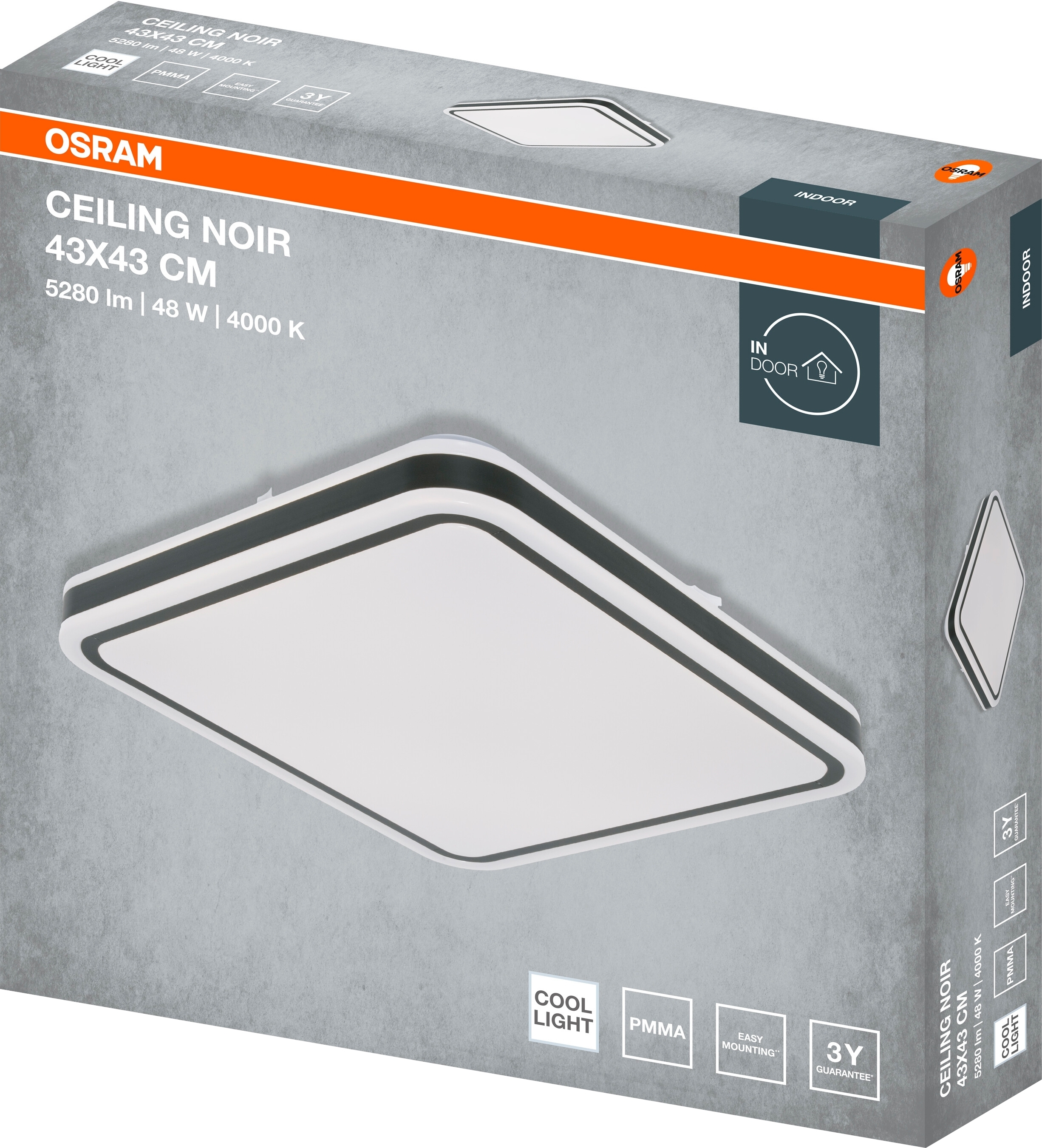 Светильник Osram Ceiling Noir 43х43 см, квадратный, 48 Вт, 4000 К (4099854664380) фото 3