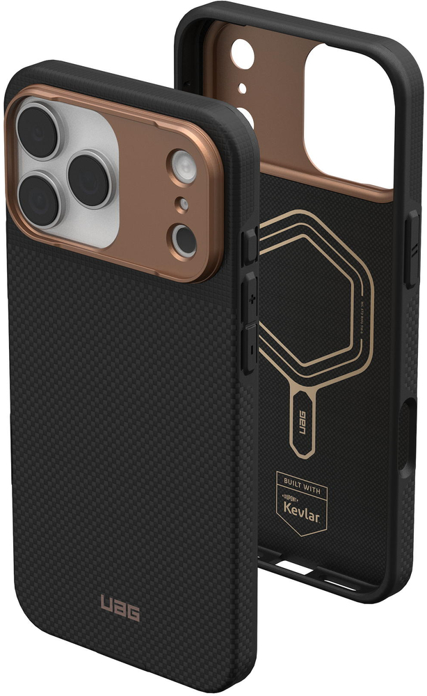 Чехол UAG для iPhone 17 Pro Max, Fibr Armr Magsafe, Kevlar Graphite/Bronze (114554113985) фото 