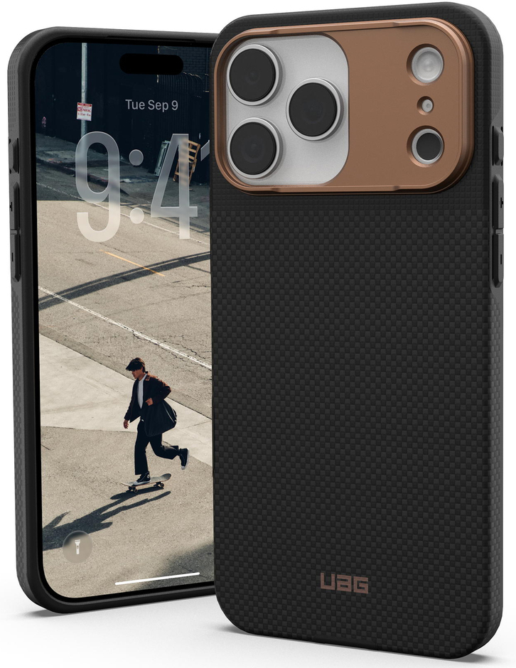 Чехол UAG для iPhone 17 Pro Max, Fibr Armr Magsafe, Kevlar Graphite/Bronze (114554113985) фото 