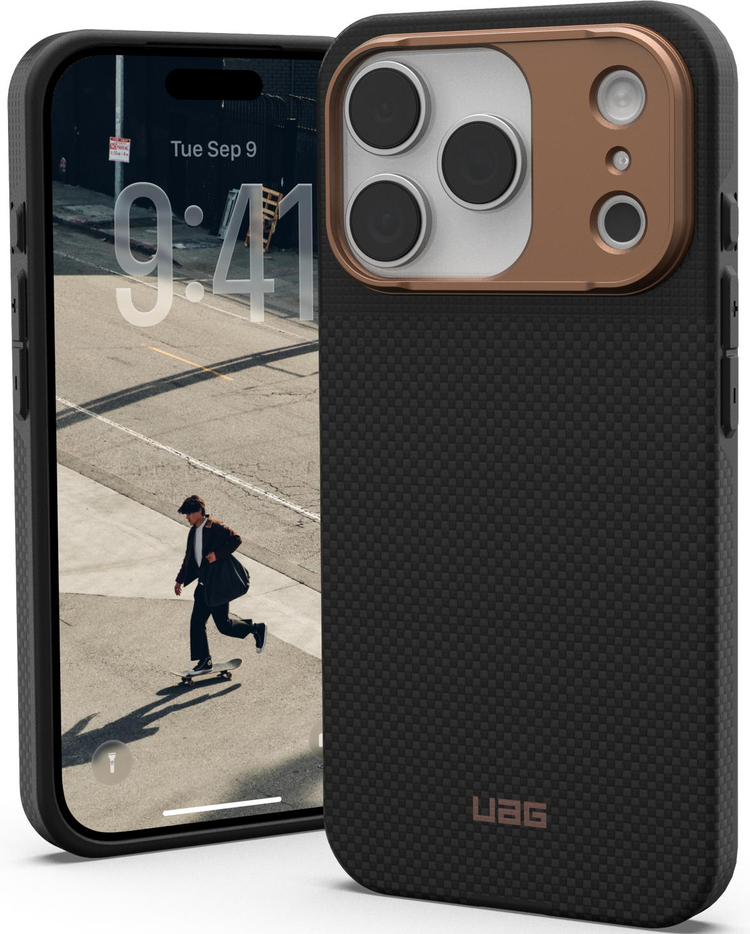 Чохол UAG для iPhone 17 Pro, Fibr Armr Magsafe, Kevlar Graphite/Bronze (114555113985)фото