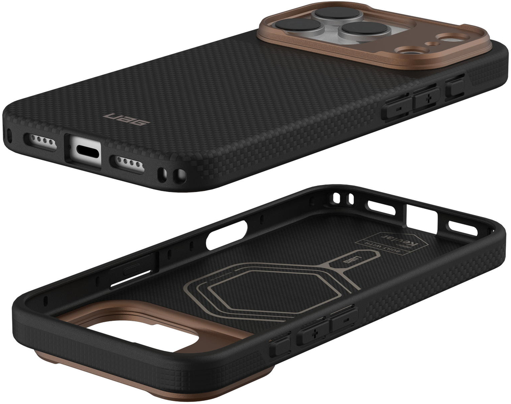 Чохол UAG для iPhone 17 Pro, Fibr Armr Magsafe, Kevlar Graphite/Bronze (114555113985)фото