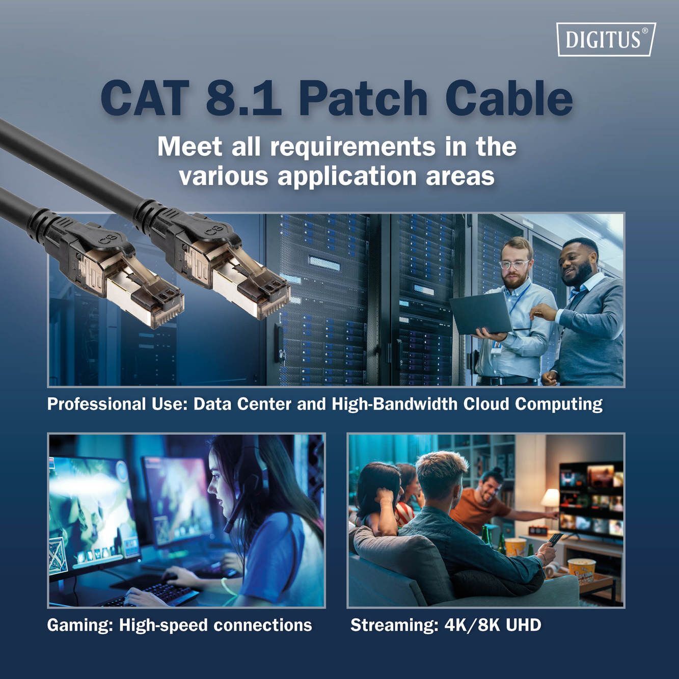 Патч-корд DIGITUS CAT 8.1 S-FTP 0.5м AWG 24/7 LSZH Black (DK-1843-005) фото 
