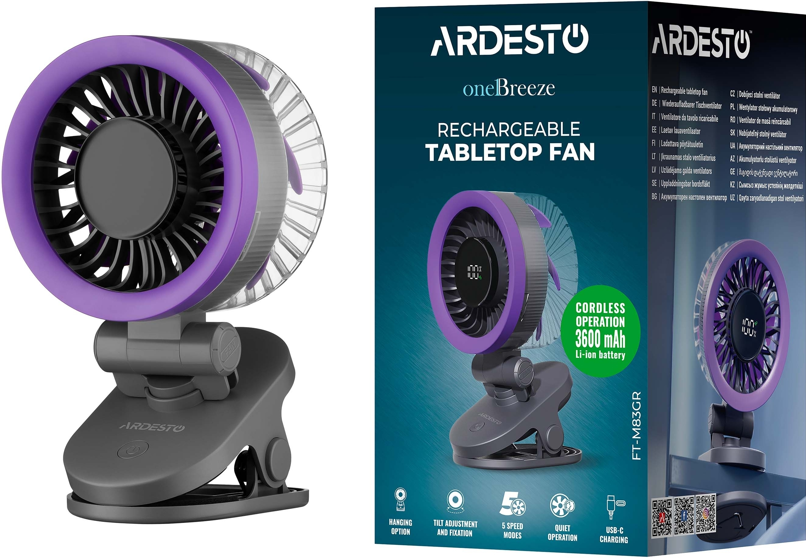 Вентилятор ARDESTO OneBreeze FT-M83GR фото 