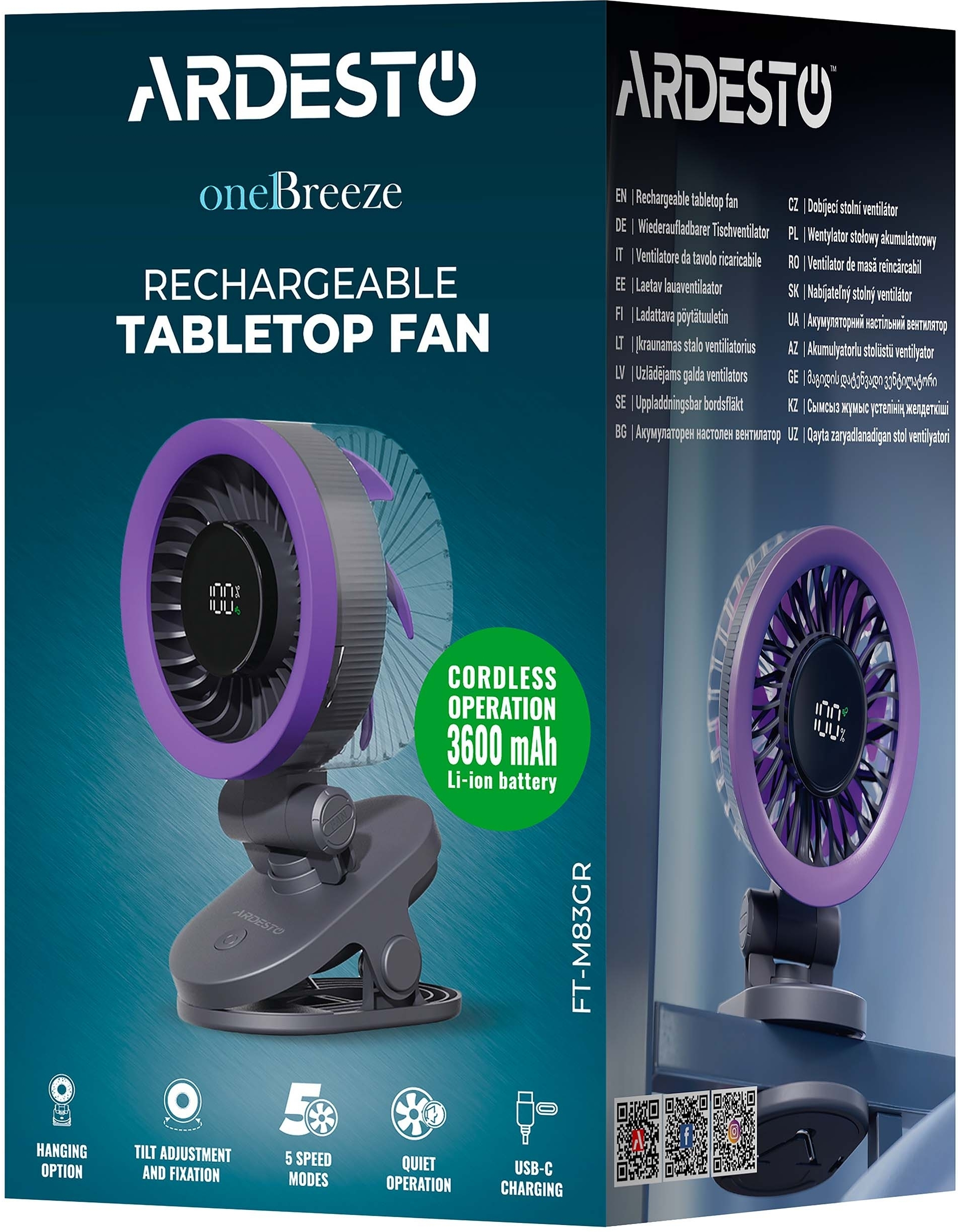 Вентилятор ARDESTO OneBreeze FT-M83GR фото 