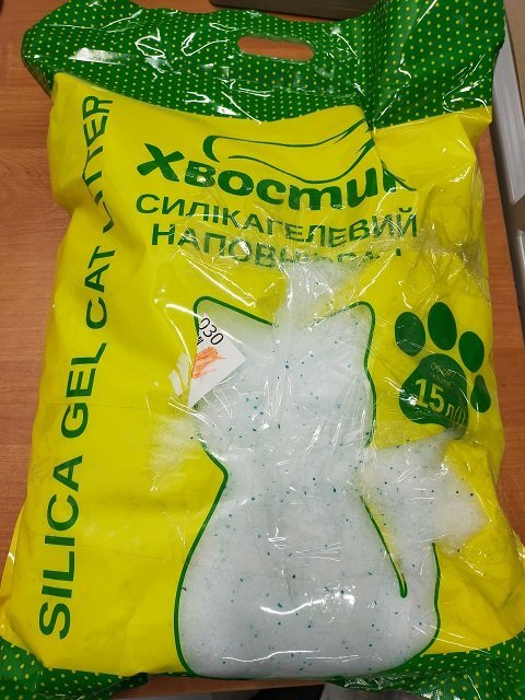 Наповнювач Хвостик силікагель дрібний з зеленими гранулами 15 лфото