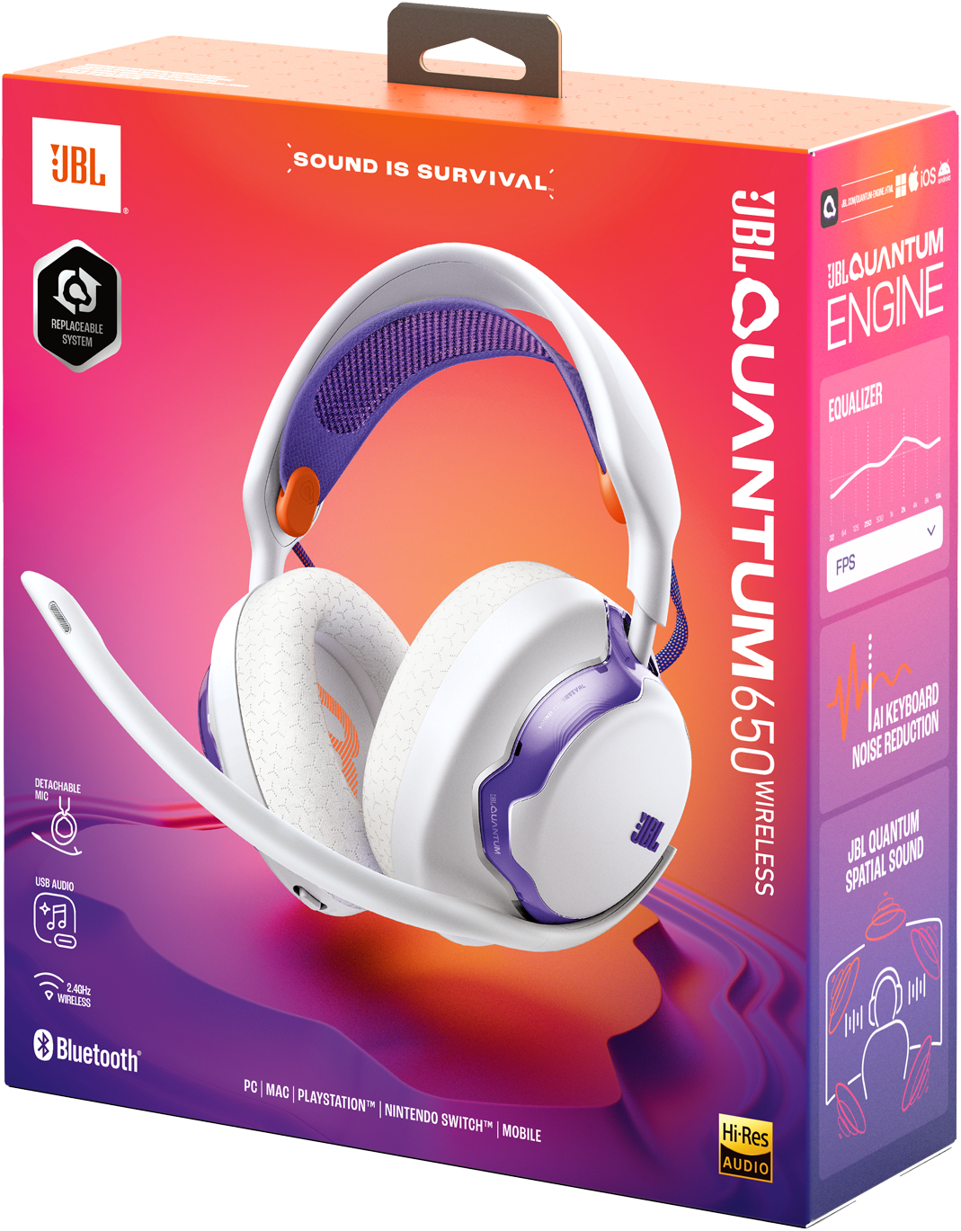 Ігрова гарнітура JBL Quantum 650 White (JBLQTUM650WHT)фото