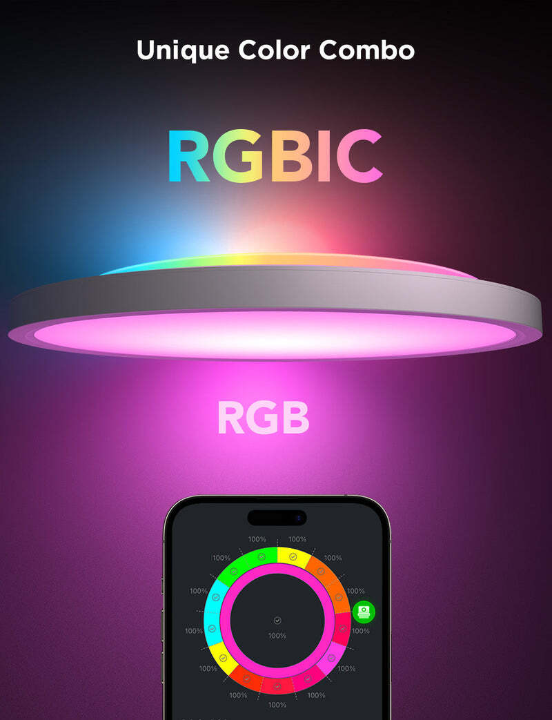 Стельовий світильник Govee 12" Smart Ceiling Light, RGBWW + RGBIC (H80A1C01)фото