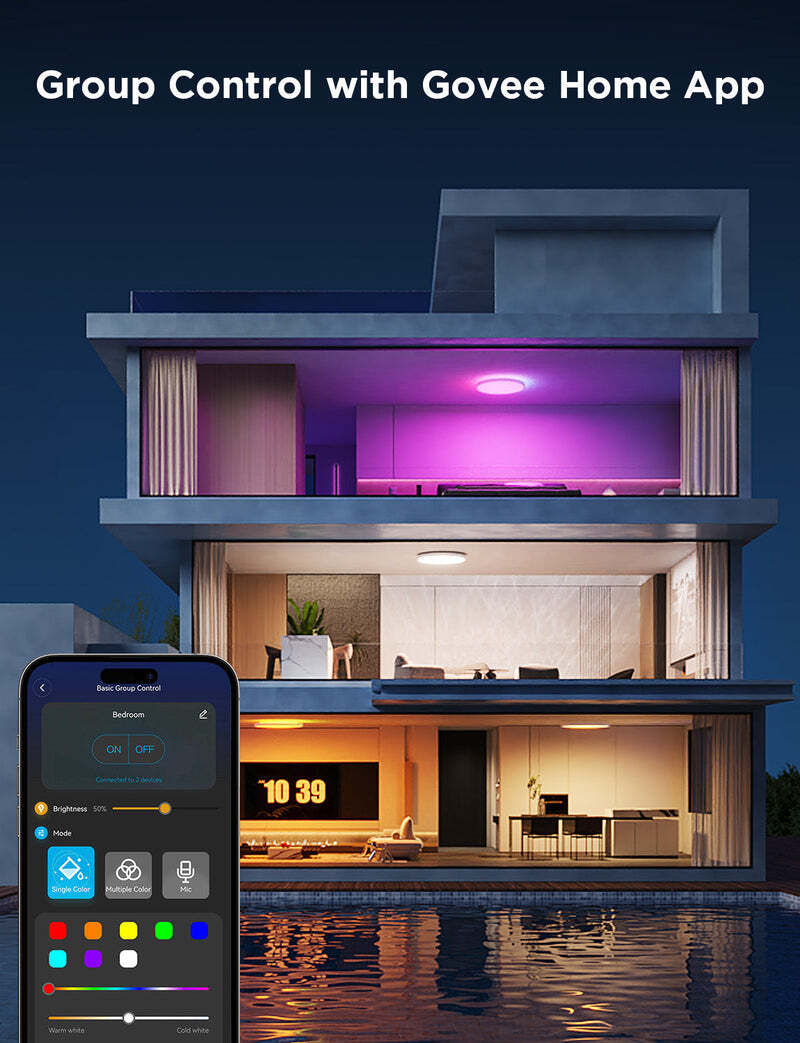 Стельовий світильник Govee 12" Smart Ceiling Light, RGBWW + RGBIC (H80A1C01)фото