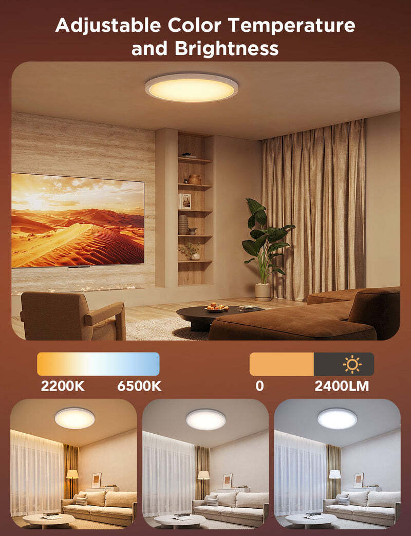 Стельовий світильник Govee 12" Smart Ceiling Light, RGBWW + RGBIC (H80A1C01)фото