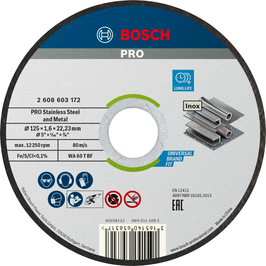 Диск отрезной Bosch Professional для нержавеющей стали и металла, 125x1.6x22.23мм, 100шт (2.608.626.114) фото 2