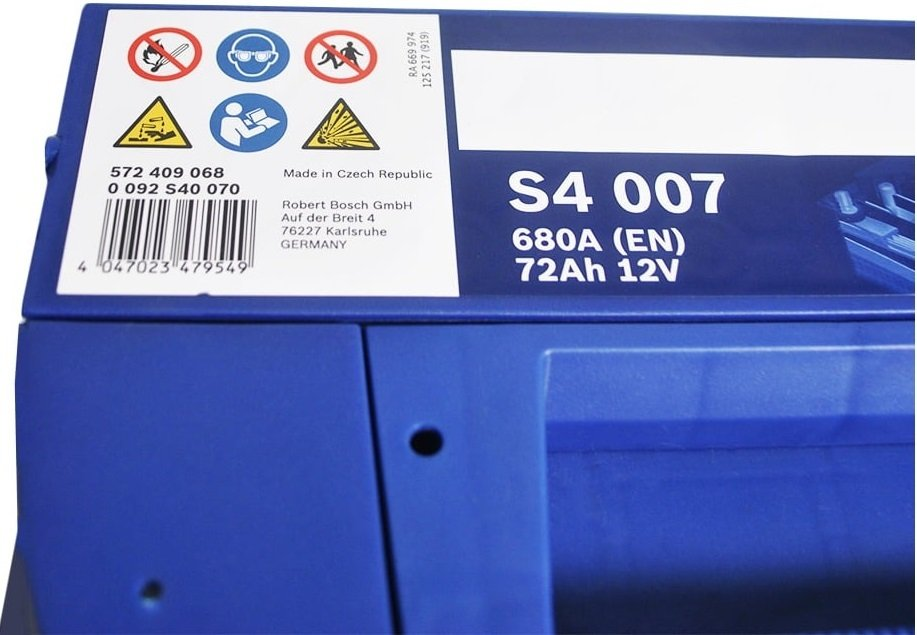 Акумулятор Bosch S4 12В 72А·год 680А R+ (0 092 S40 070) фото 