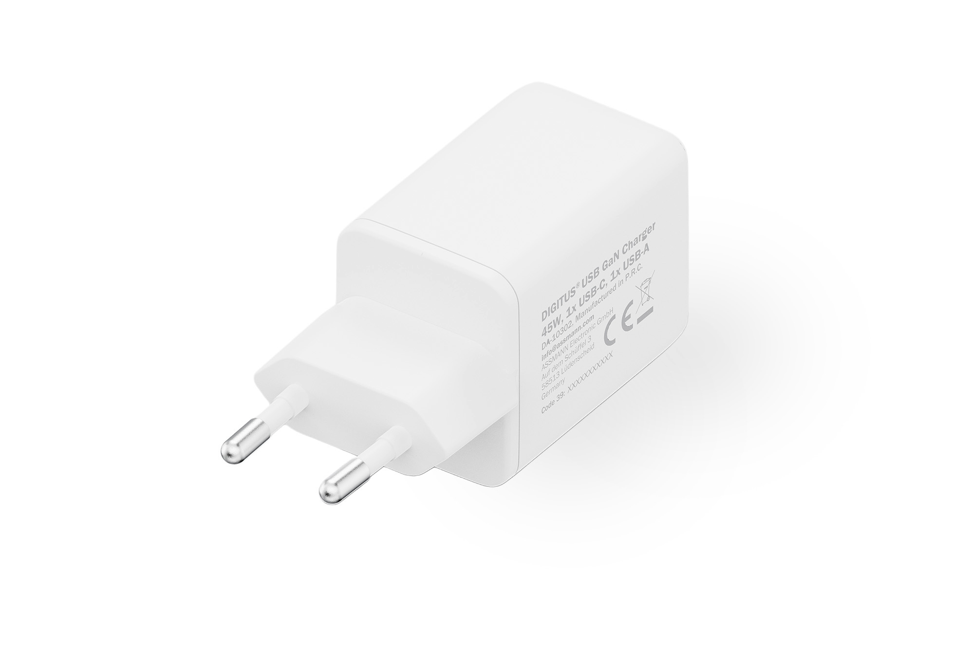 Зарядний пристрій Digitius 1хUSB-C, 1хUSB-A, 45W, GaN (DA-10302)фото
