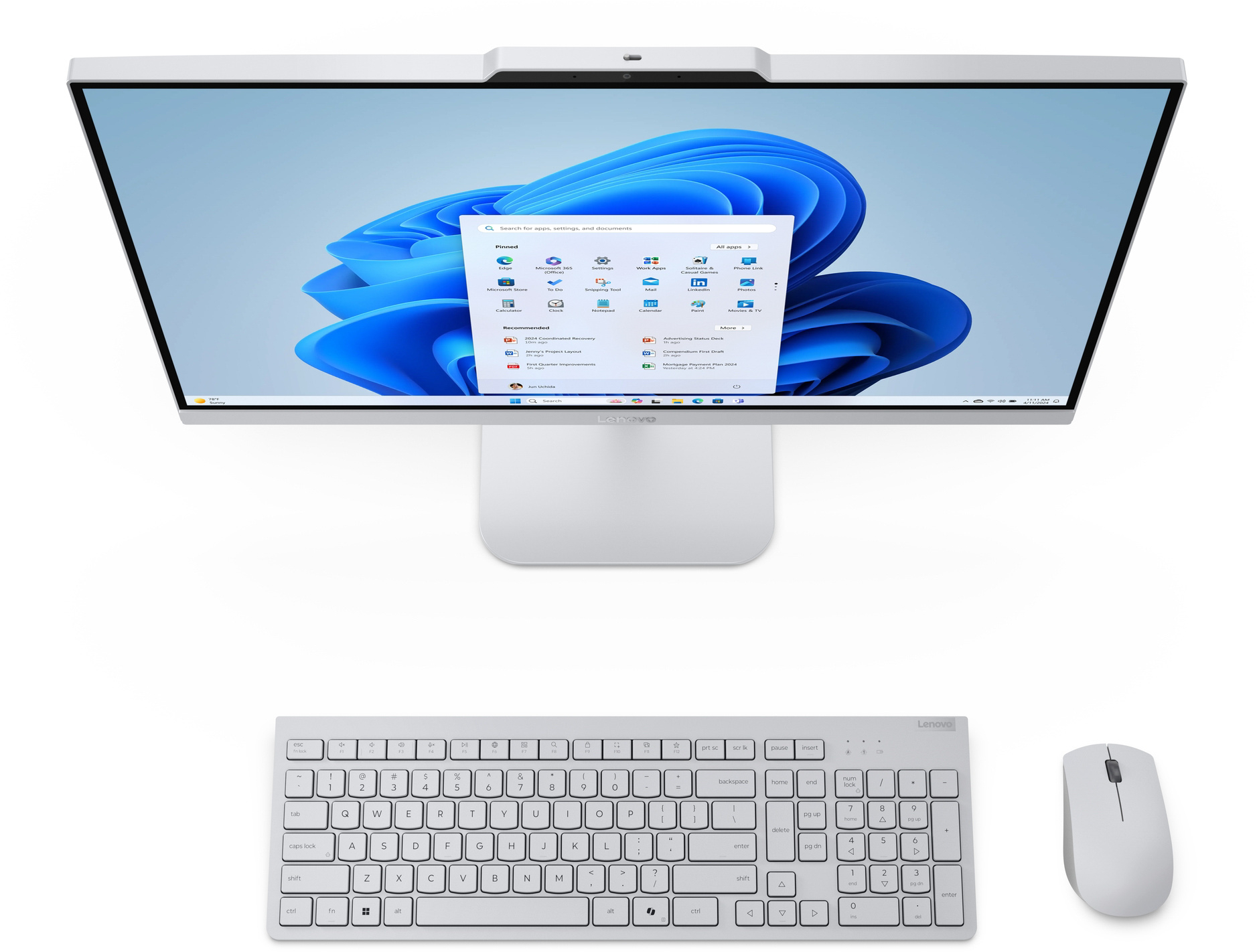 Моноблок 23.8" LENOVO A100 Cloud Grey (F0JN002VUO) фото 