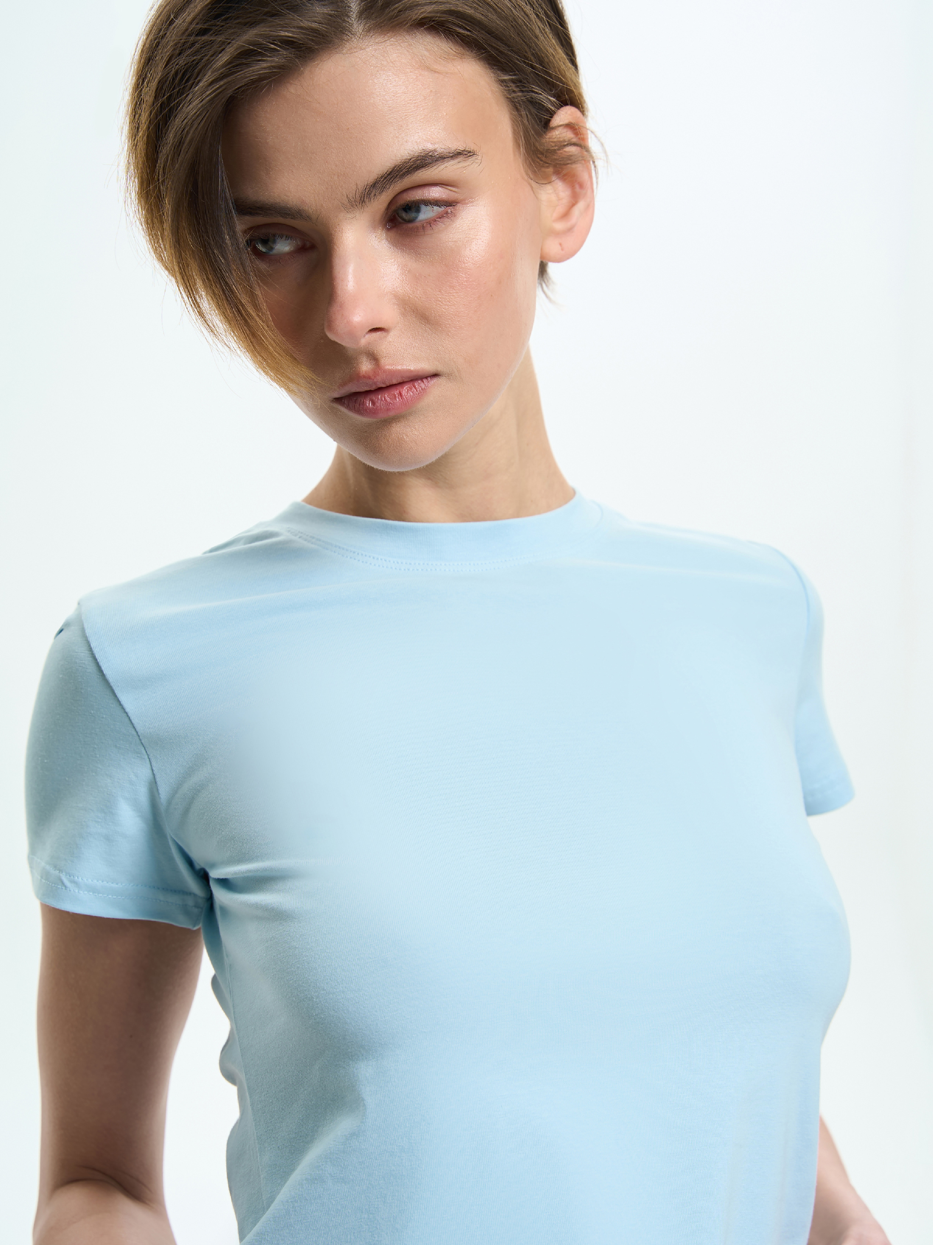 Футболка бавовняна жіноча Roza 240239 S сіро-блакитнафото