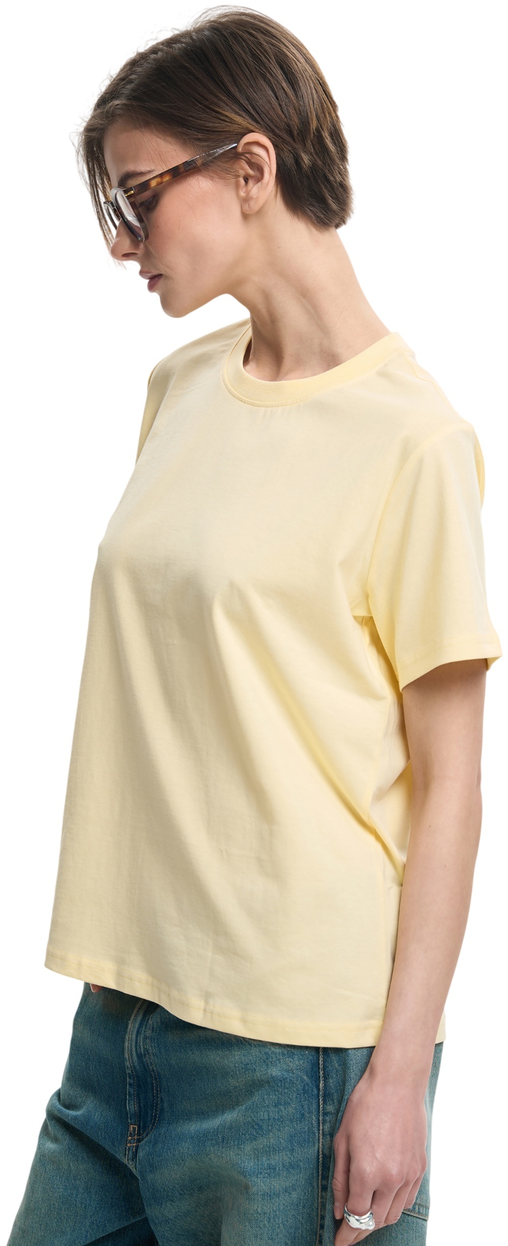 Футболка бавовняна жіноча Roza 231104 S світло-жовтафото