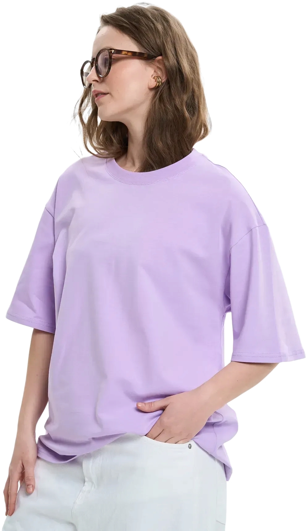 Футболка бавовняна жіноча Roza 231105 S світло-фіолетовафото