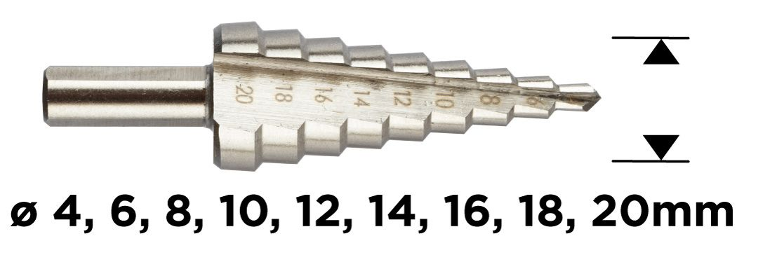 Свердло по металу східчасте GRAPHITE HSS 4x20мм (54T303)фото