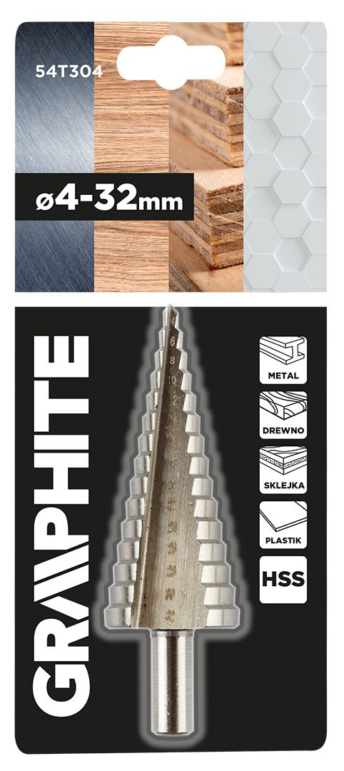 Свердло по металу східчасте GRAPHITE HSS 4x32мм (54T304)фото