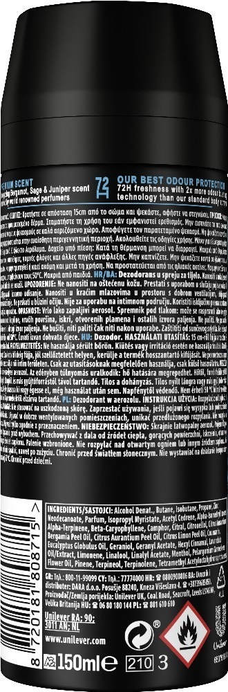 Дезодорант Axe Fine fragrance collection Aqua Bergamot 72 часа аэрозоль 150 мл фото 