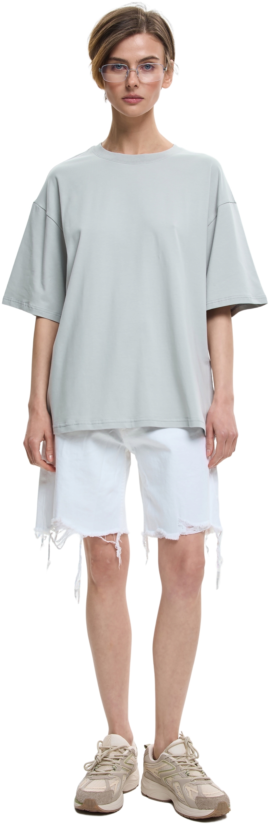 Футболка бавовняна жіноча Roza 231105 M світло-сірафото