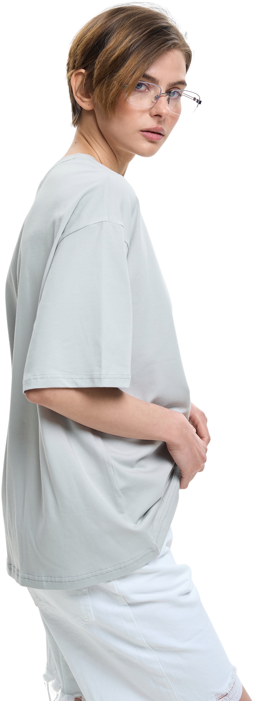 Футболка бавовняна жіноча Roza 231105 L світло-сірафото