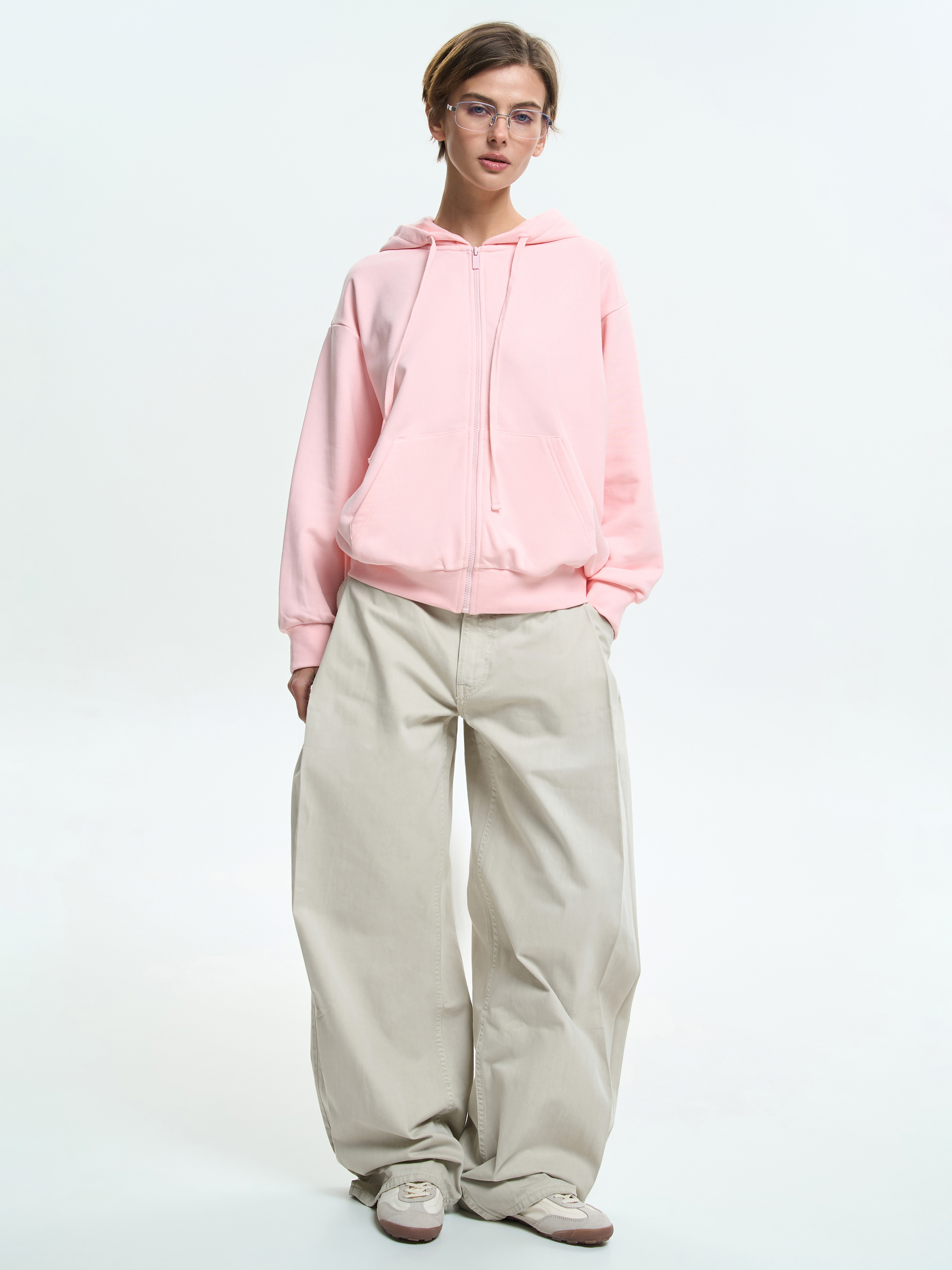 Худи на молнії жіноче Roza 211201 L світло-рожевефото