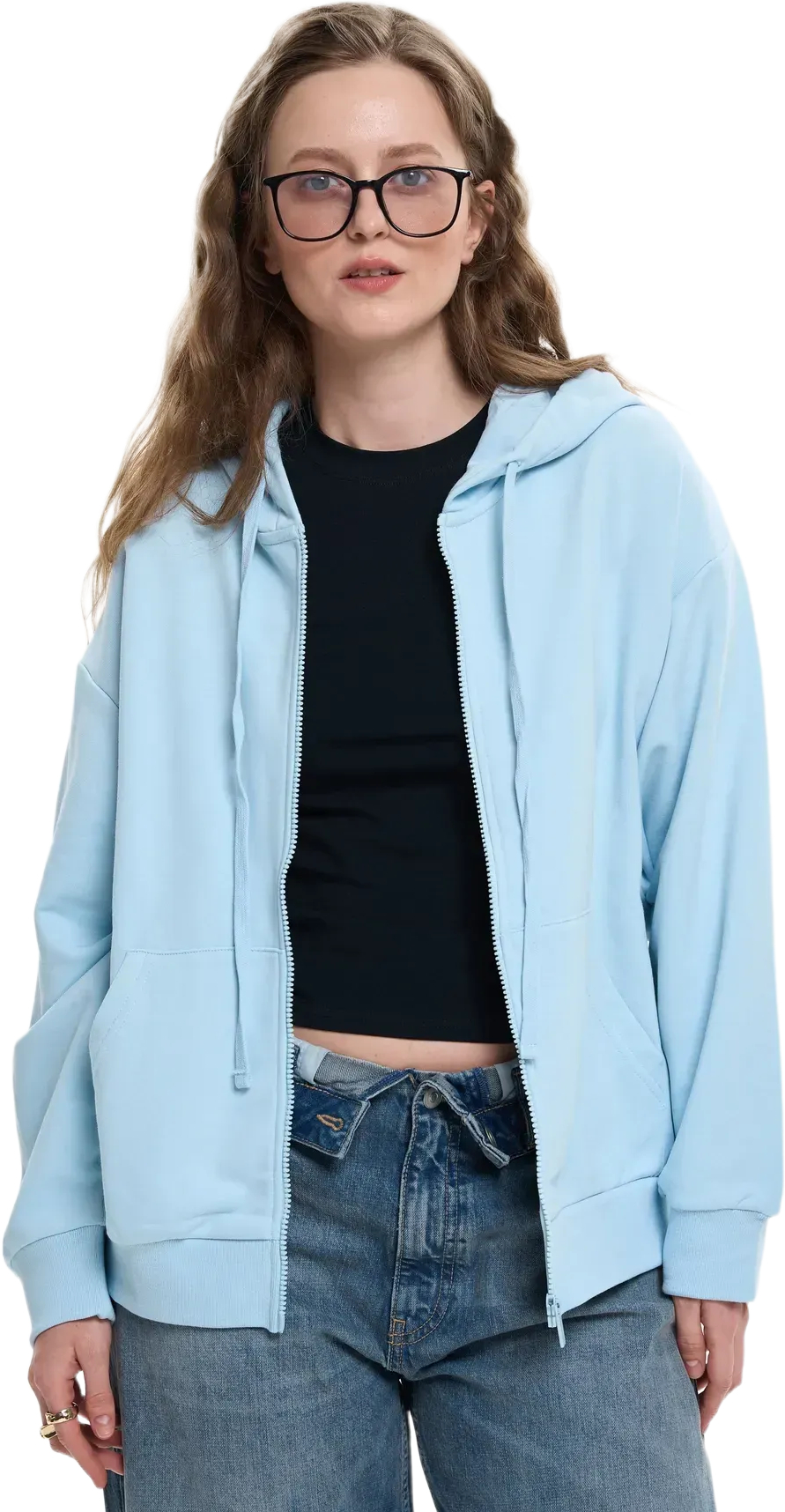 Худи на молнії жіноче Roza 211201 XS сіро-блакитнефото