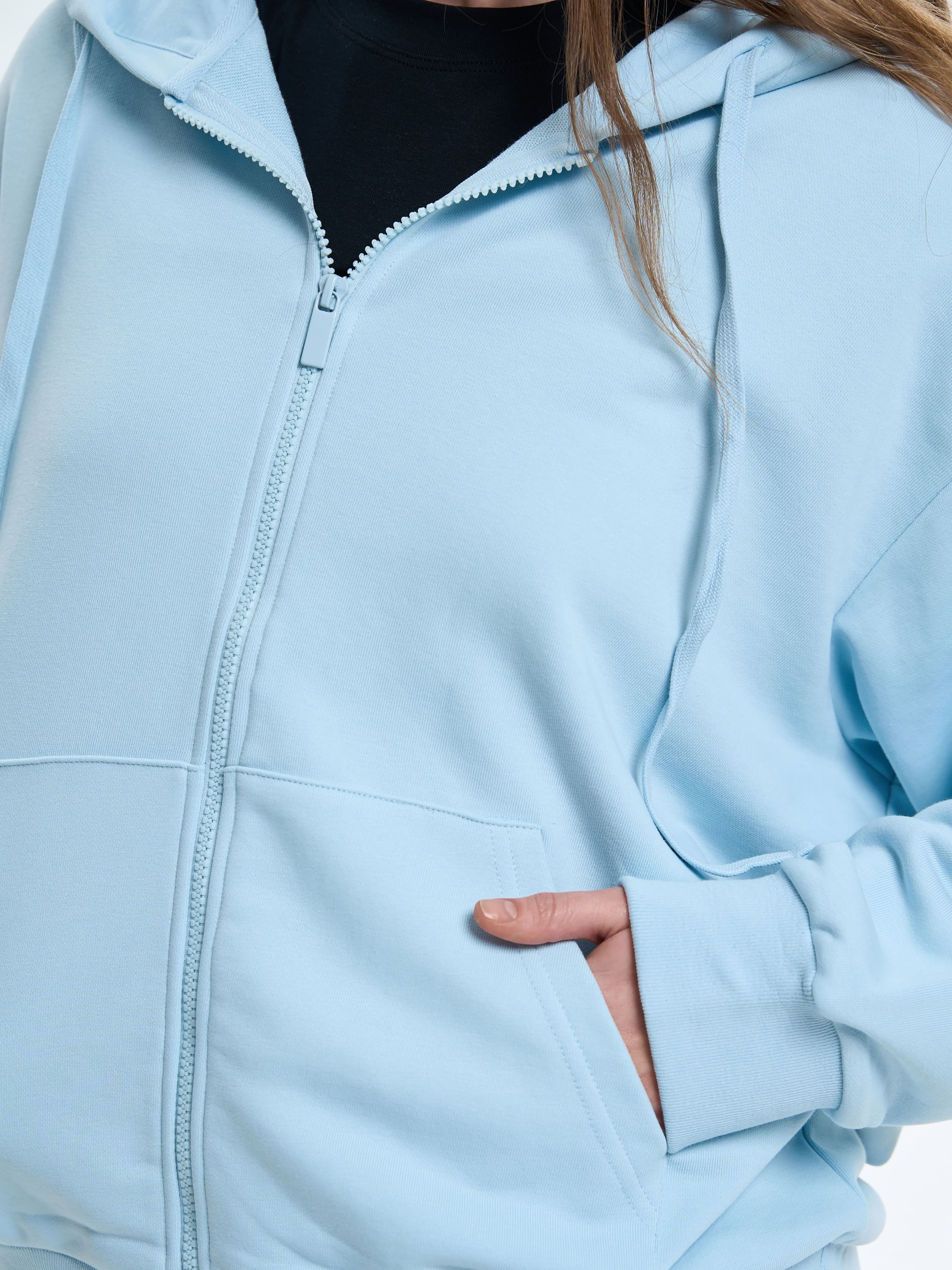 Худи на молнії жіноче Roza 211201 S сіро-блакитнефото