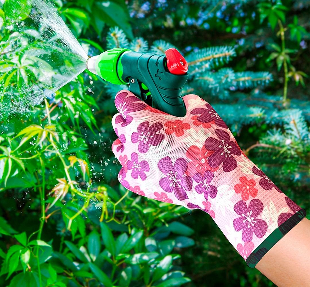 Рукавички робочі Verto, поліестер, р.8, рожевий в квіточку (97H147)фото