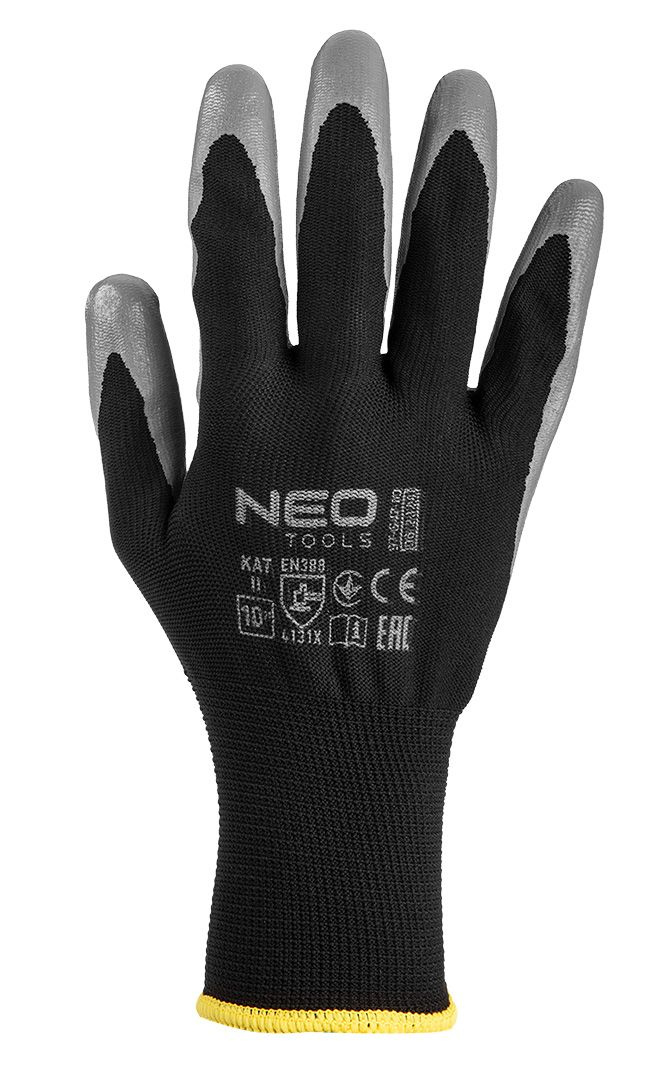 Рукавички робочі Neo Tools поліестер з нітриловим покриттям, р.10, сіро-чорний (97-647K-10)фото