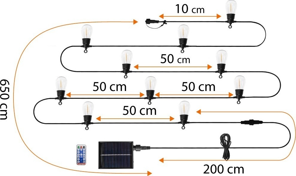 Гирлянда солнечная Neo Tools 650см 1.35Вт 2700К 8 режимов (99-116) фото 